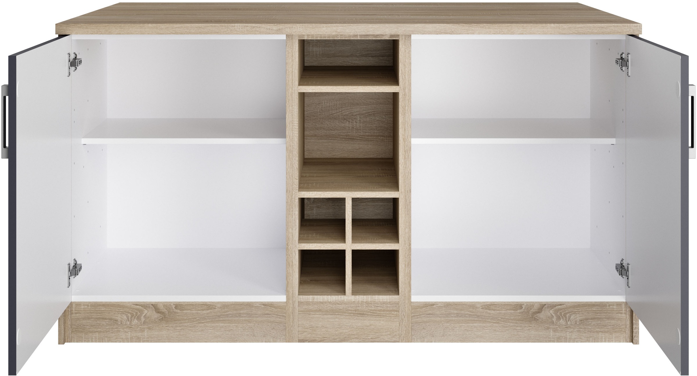 KOCHSTATION Kücheninsel »KS-Toronto«, Breite 153 cm, MDF-Fronten, Flaschenregal