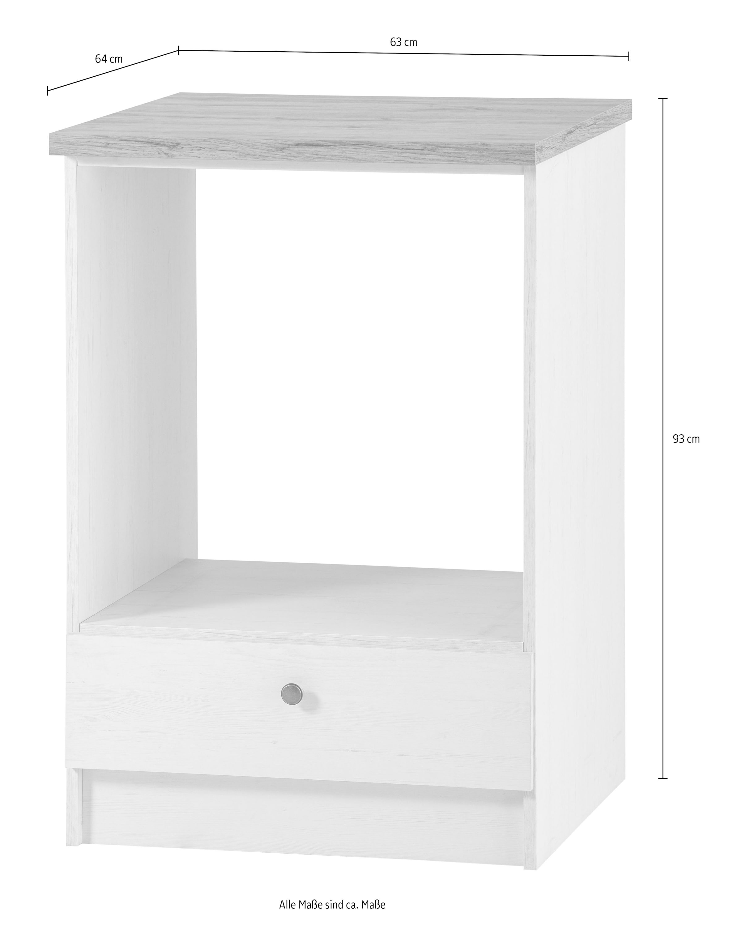 KOCHSTATION Herdumbauschrank »KS-Westminster, Herdumbau, Unterschrank, Ofenschrank, Küchenschrank«, Breite 63 cm, Nischenmaß B/T/H 56,8/62,5/58,8 cm, mit 1 Schubkasten