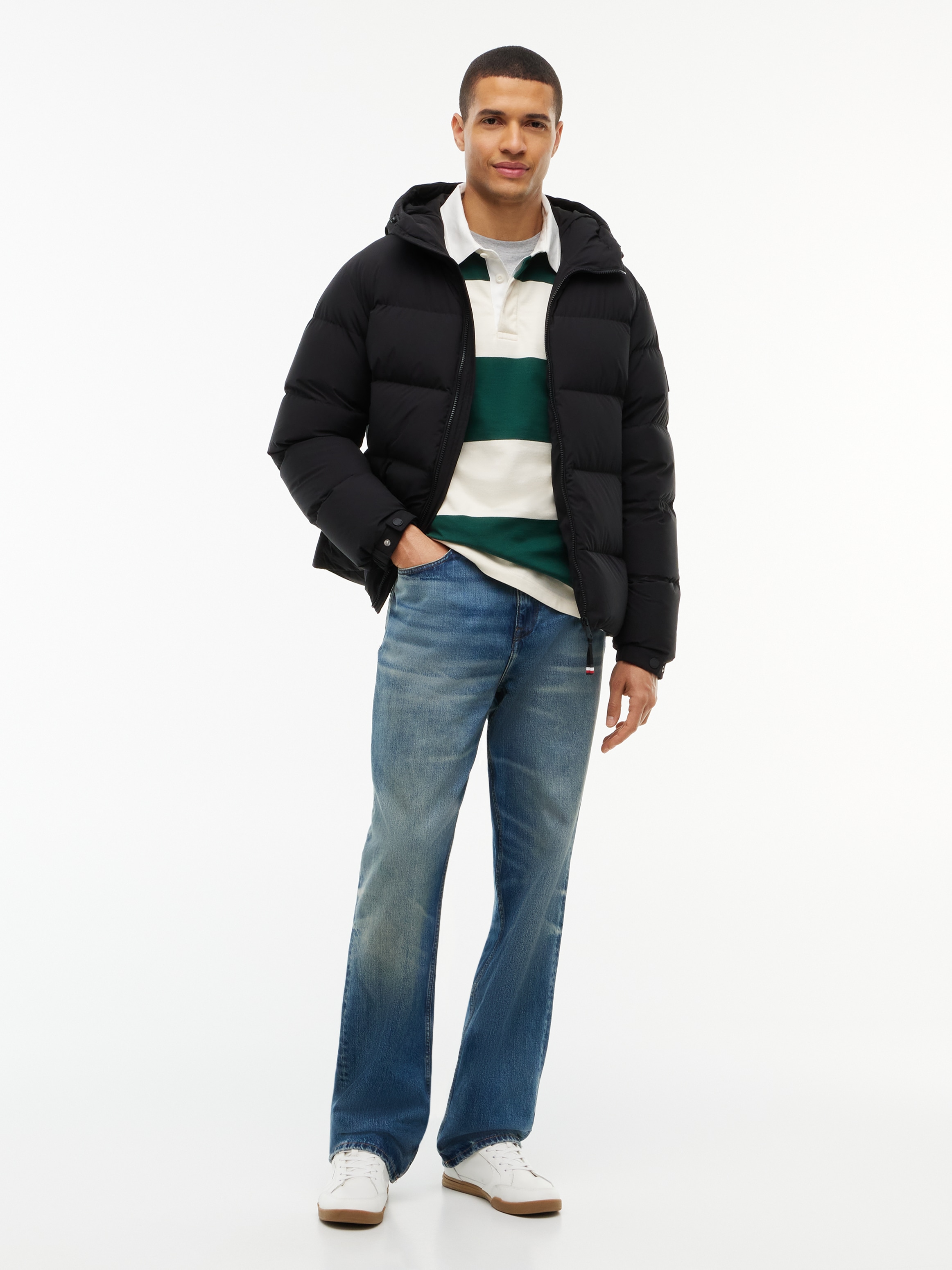 Tommy Hilfiger Daunenjacke »DOWN HOODED PUFFER JKT« mit Kapuze mit Logo-Patch, mit Kapuze, mit Daunenfüllung