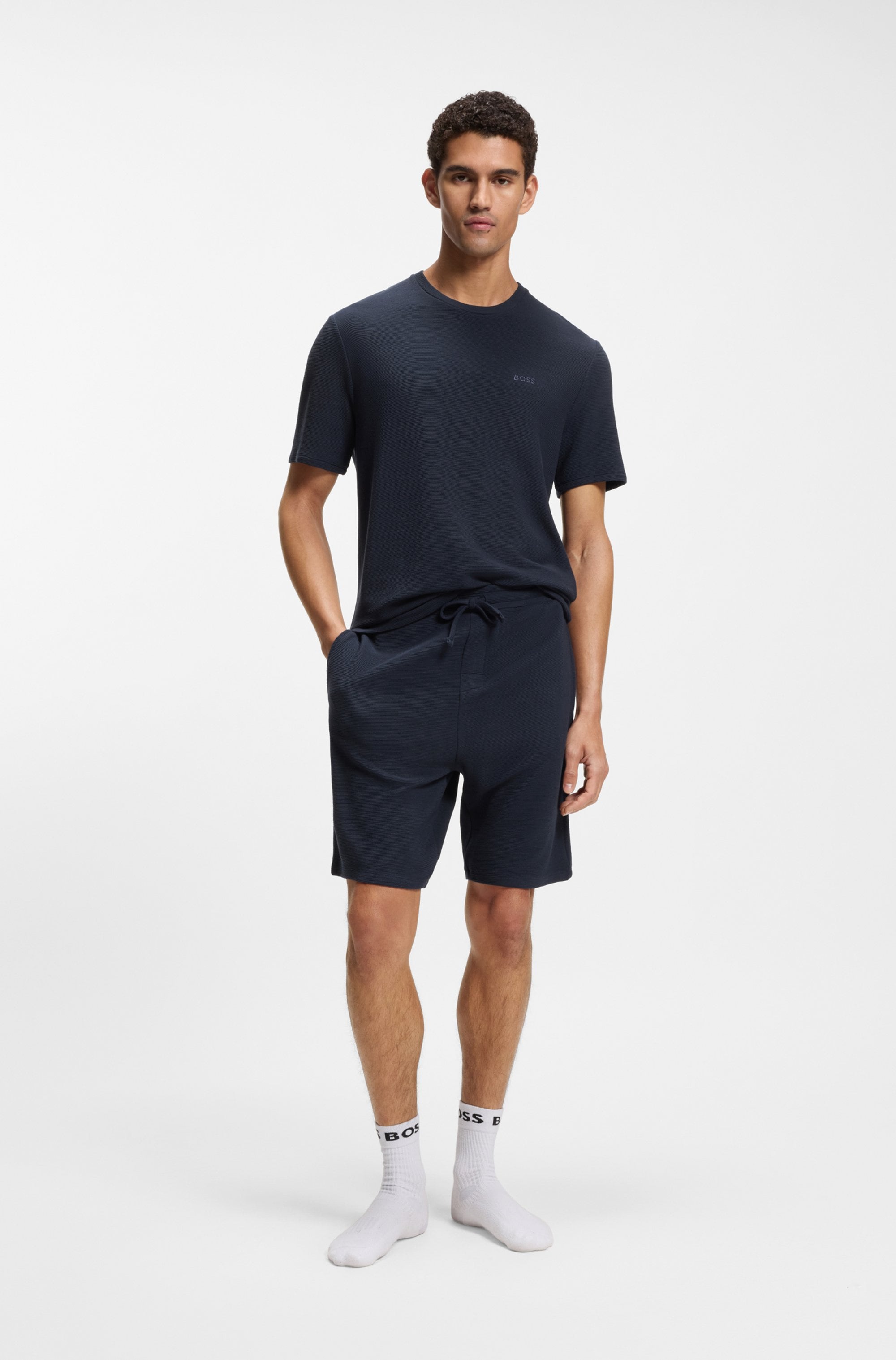 BOSS T-Shirt aus Ripp-Qualität, regular fit, Rundhals