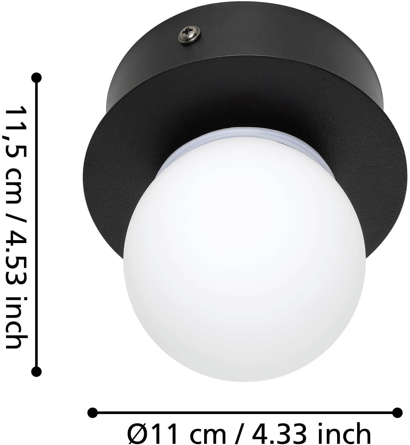 EGLO Deckenleuchte »MOSIANO Wand- / Deckenlampe - Stahl - LED - 1X3,3W - IP44« LED-Modul 1 Stk. Warmweiß Wohzimmerlampe, Esszimmerlampe, Flur, Schlafzimmer, H11,5 x Ø11 cm