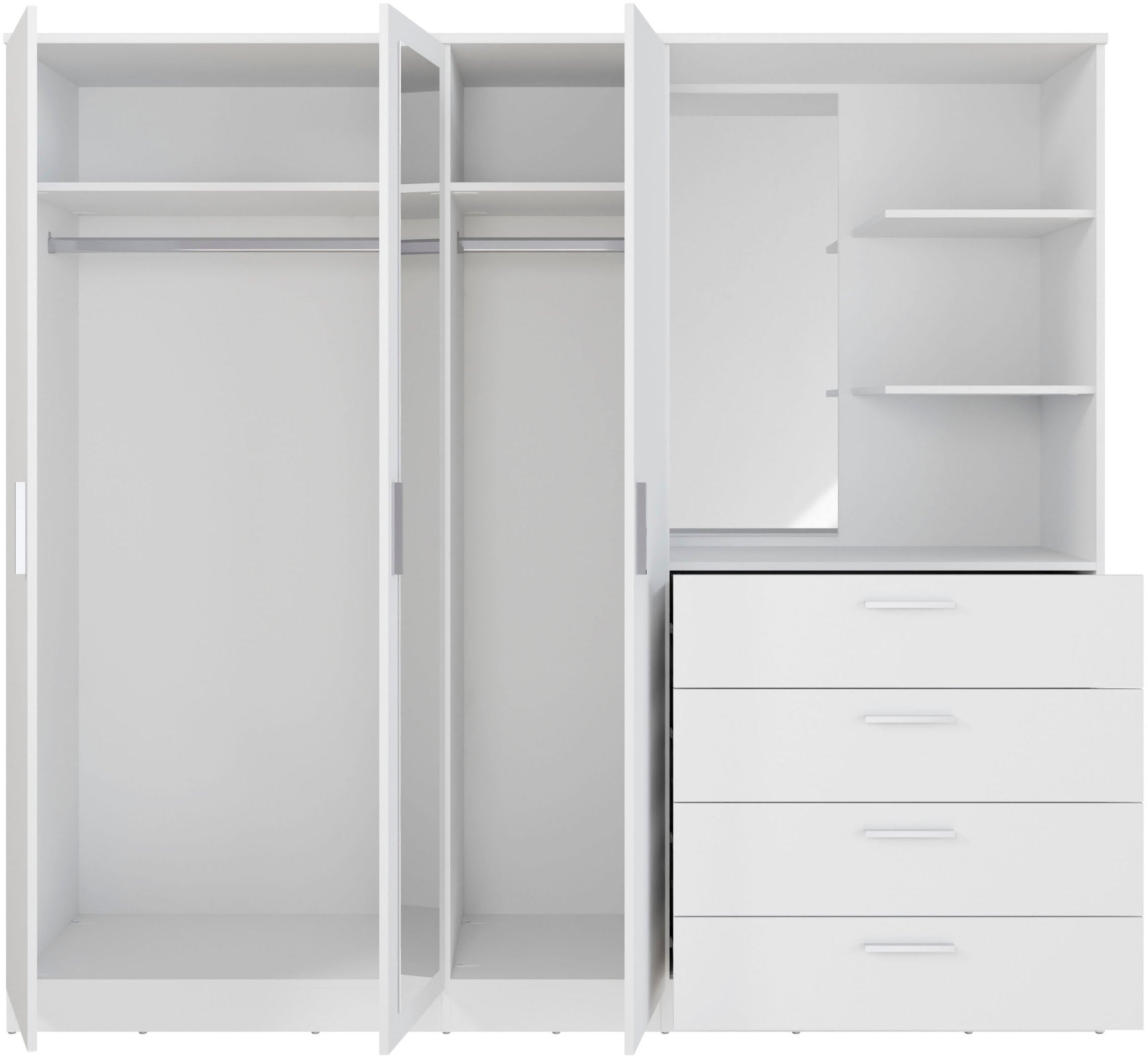 FORTE Kleiderschrank »Drehtürenschrank, Spiegel, Schubladen, viel Stauraum« B/H/T 199/181/52,7, Spiegeltüre, Stauraum, FSC