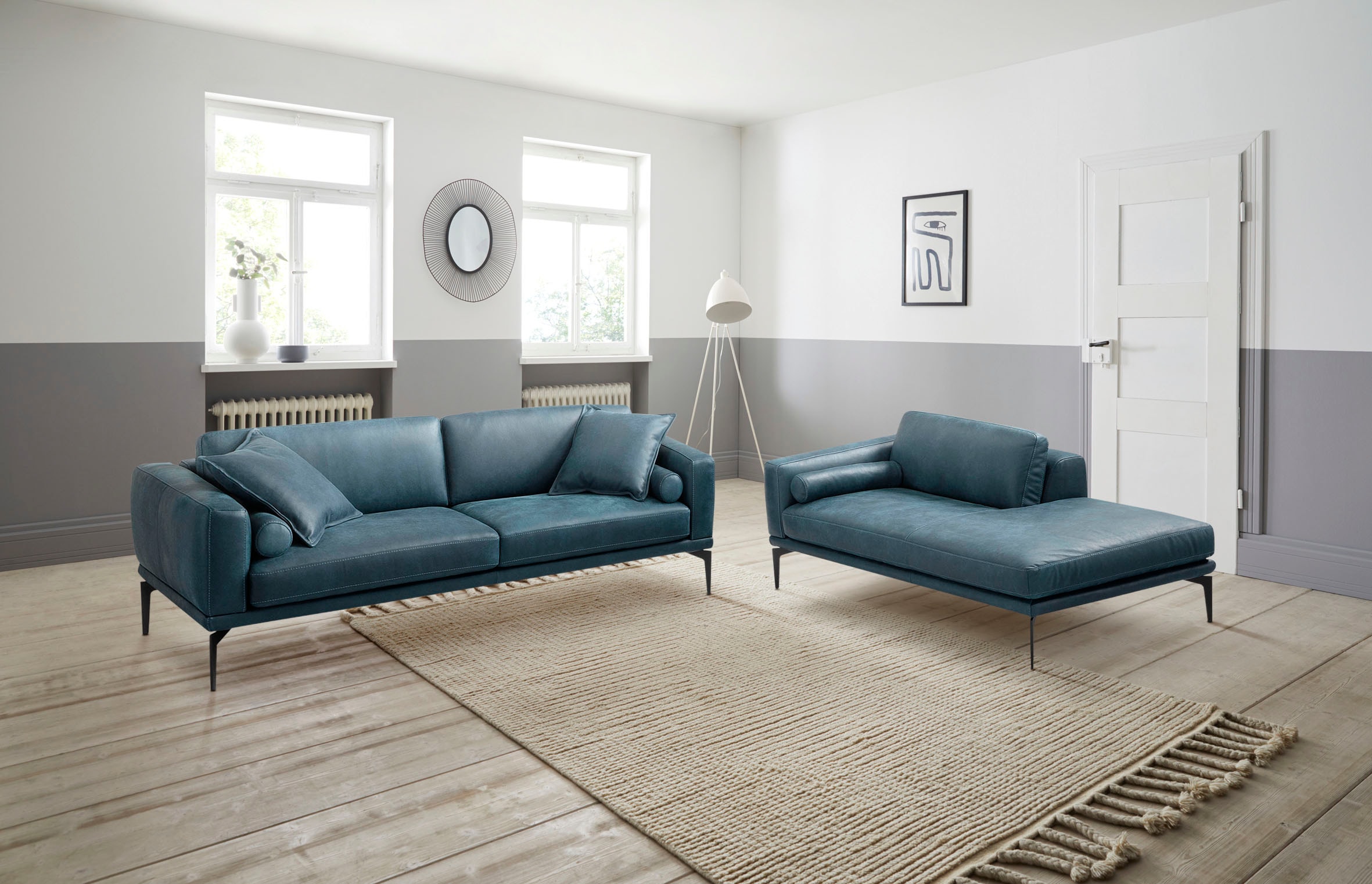 Egoitaliano Polstergarnitur »Masu, Design trifft sensationellen Sitzkomfort«, Höhe der Rückenkissen und Sitztiefe verstellbar, 3 Rollkissen