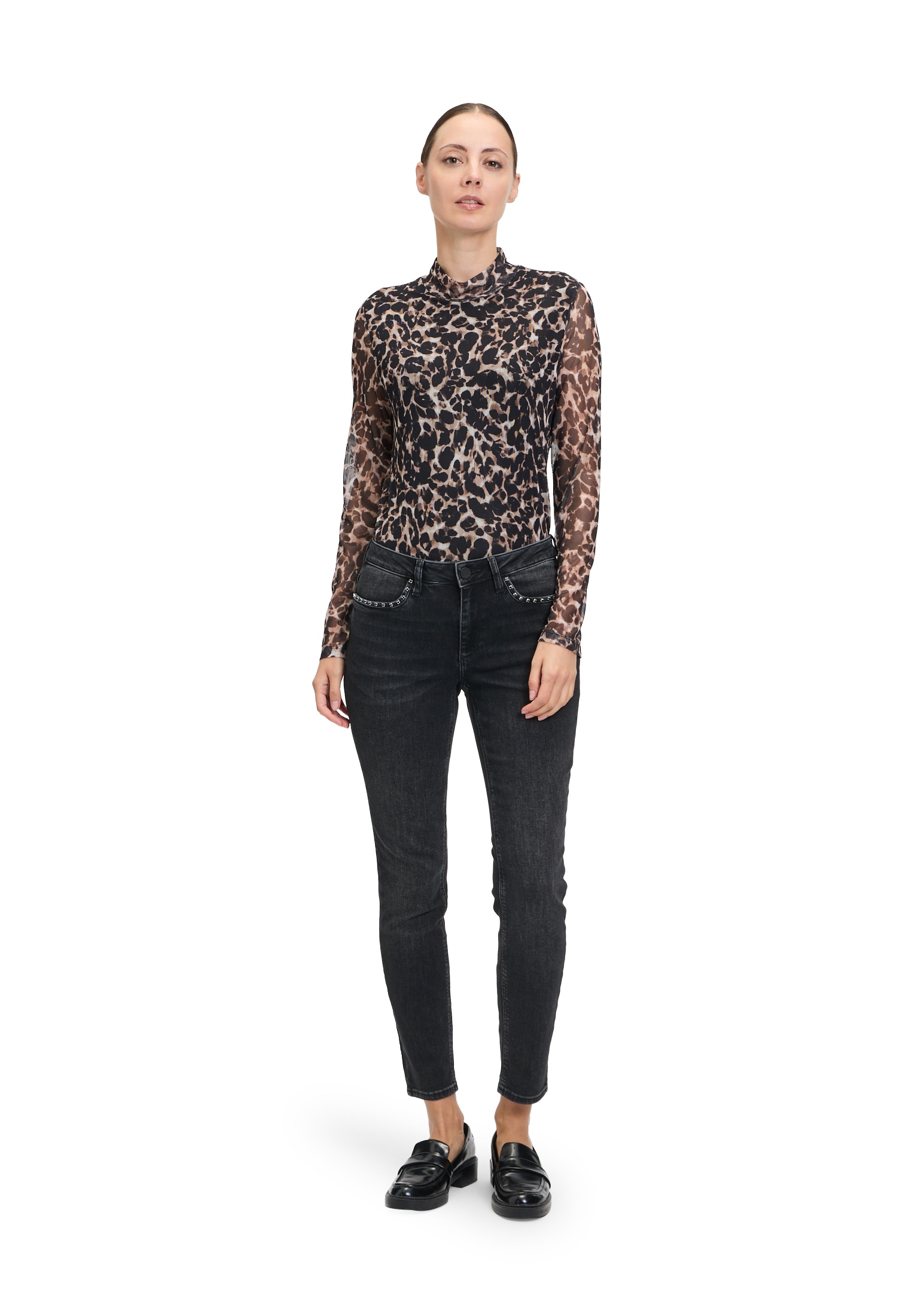 Betty&Co Langarmshirt »Leicht transparentes Shirt mit Stehkragen«