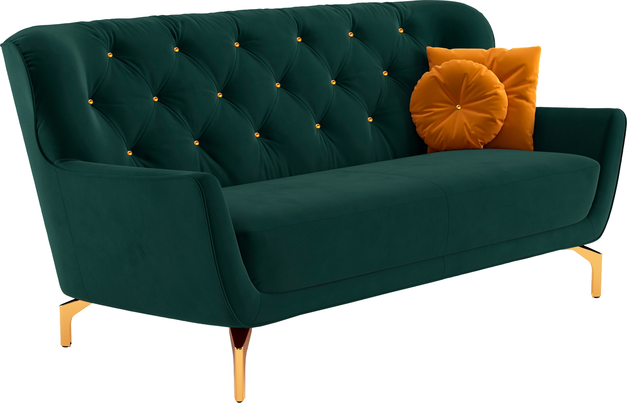 sit&more Polstergarnitur »Orient 3« 2 Stk. tlg. inkl. 4 Zierkissen mit Strass-Stein, goldfarbene Metallfüße