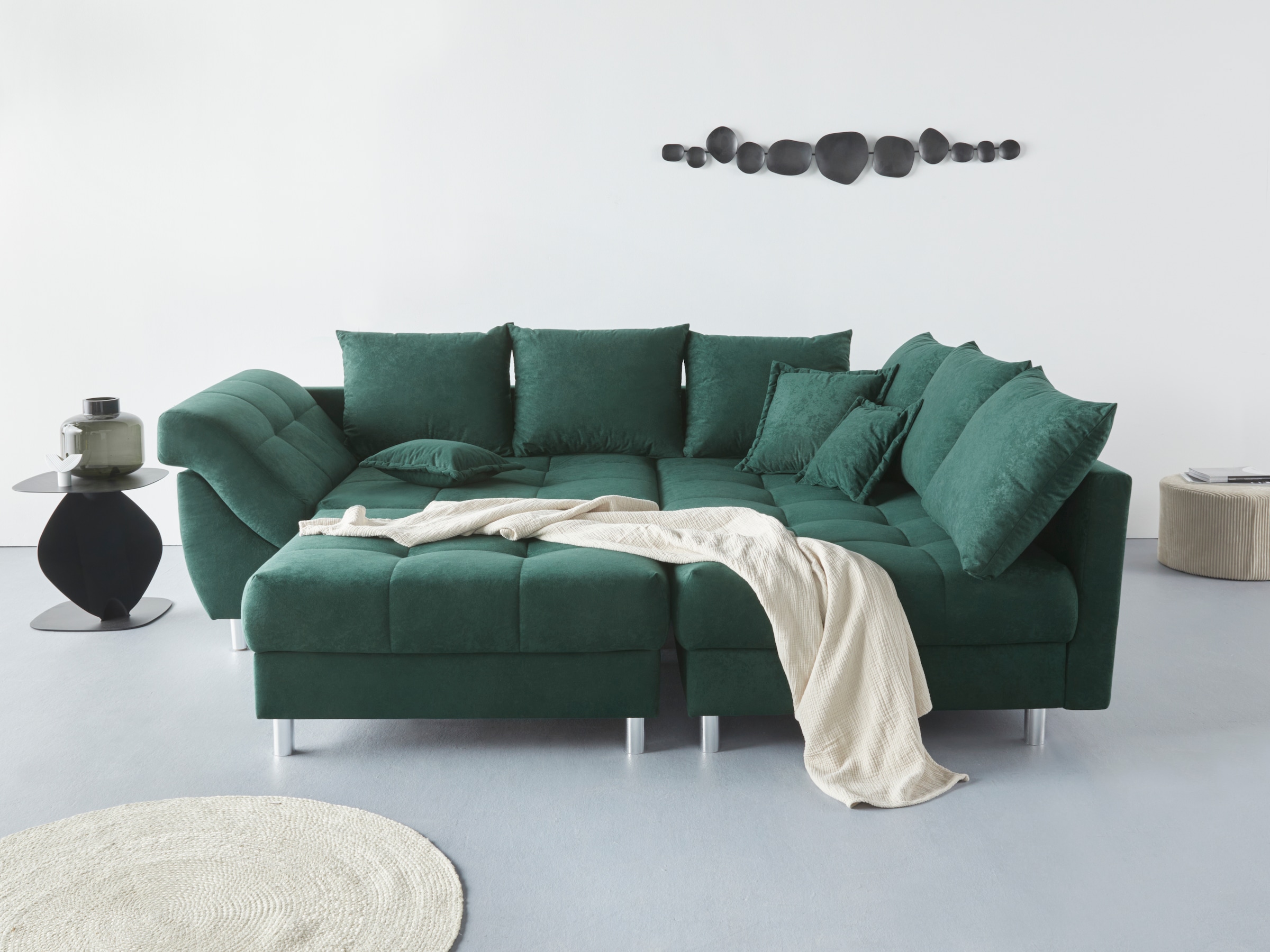 COLLECTION AB Ecksofa »(Spar-Set) Innsbruck L-Form und Hocker«, (Spar-Set), Ecksofa und Hocker, Recamiere links oder rechts montierbar