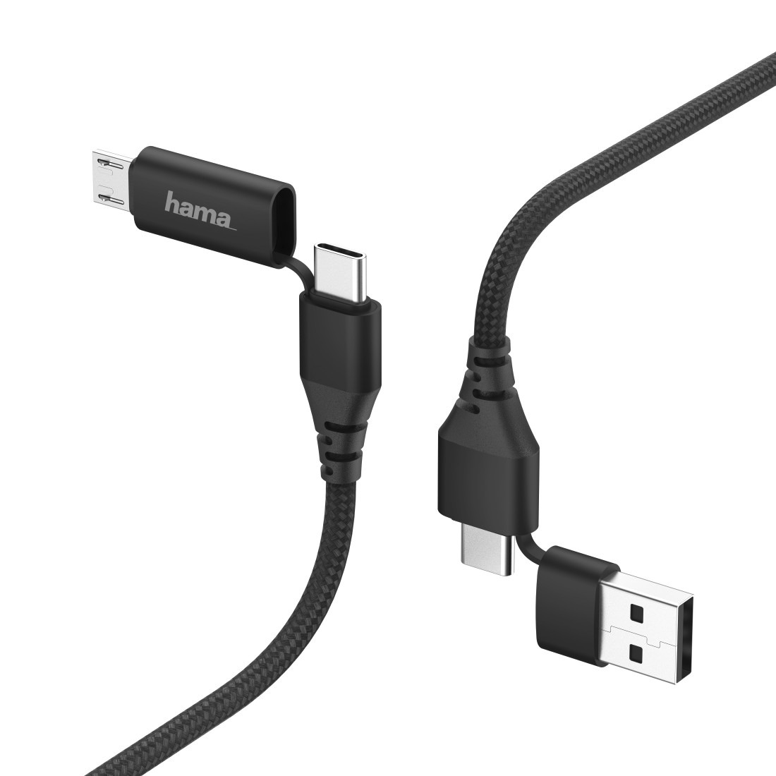 4in1-Type-C-Kabel mit Micro-USB- und USB-A-Adapter, 1,5 m...