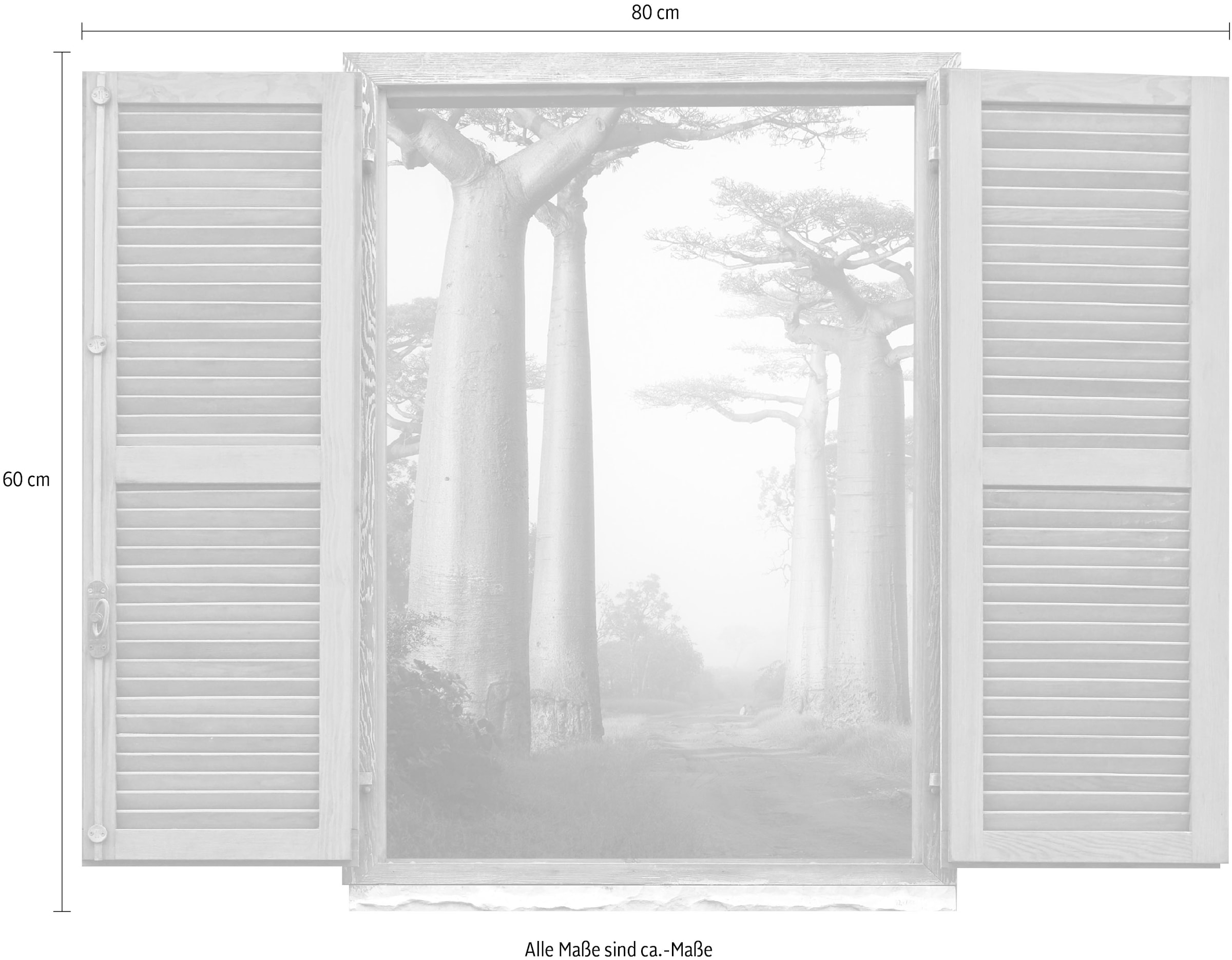 queence Wandtattoo »Affenbrotbäume« Wandsticker, Wandbild, selbstklebend, 3D, Fenster