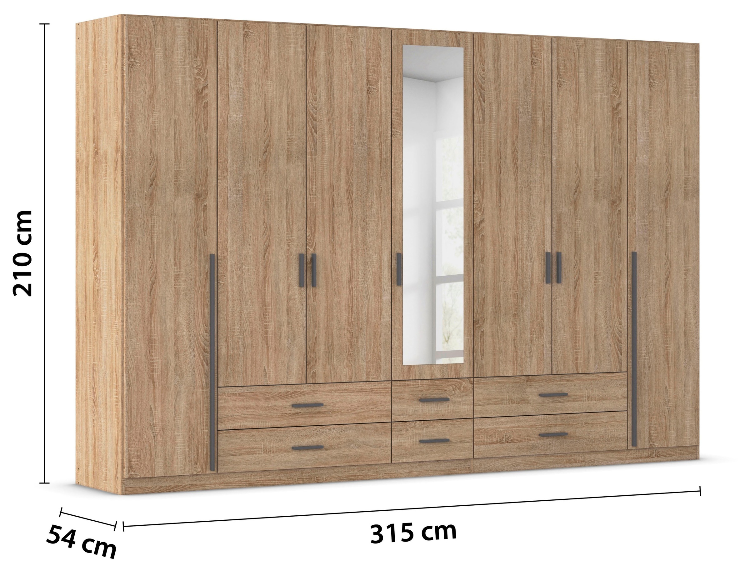 rauch Kleiderschrank »Schrank Garderobe Ankleide GAMMA Breiten 91/136/181/226/271/315/360 cm« in 3 Ausstattungen BASIC/CLASSIC/PREMIUM (inkl. SOFT-CLOSE-Funktion),  verschiedene Griff-Varianten, mit Spiegel TOPSELLER MADE IN GERMANY