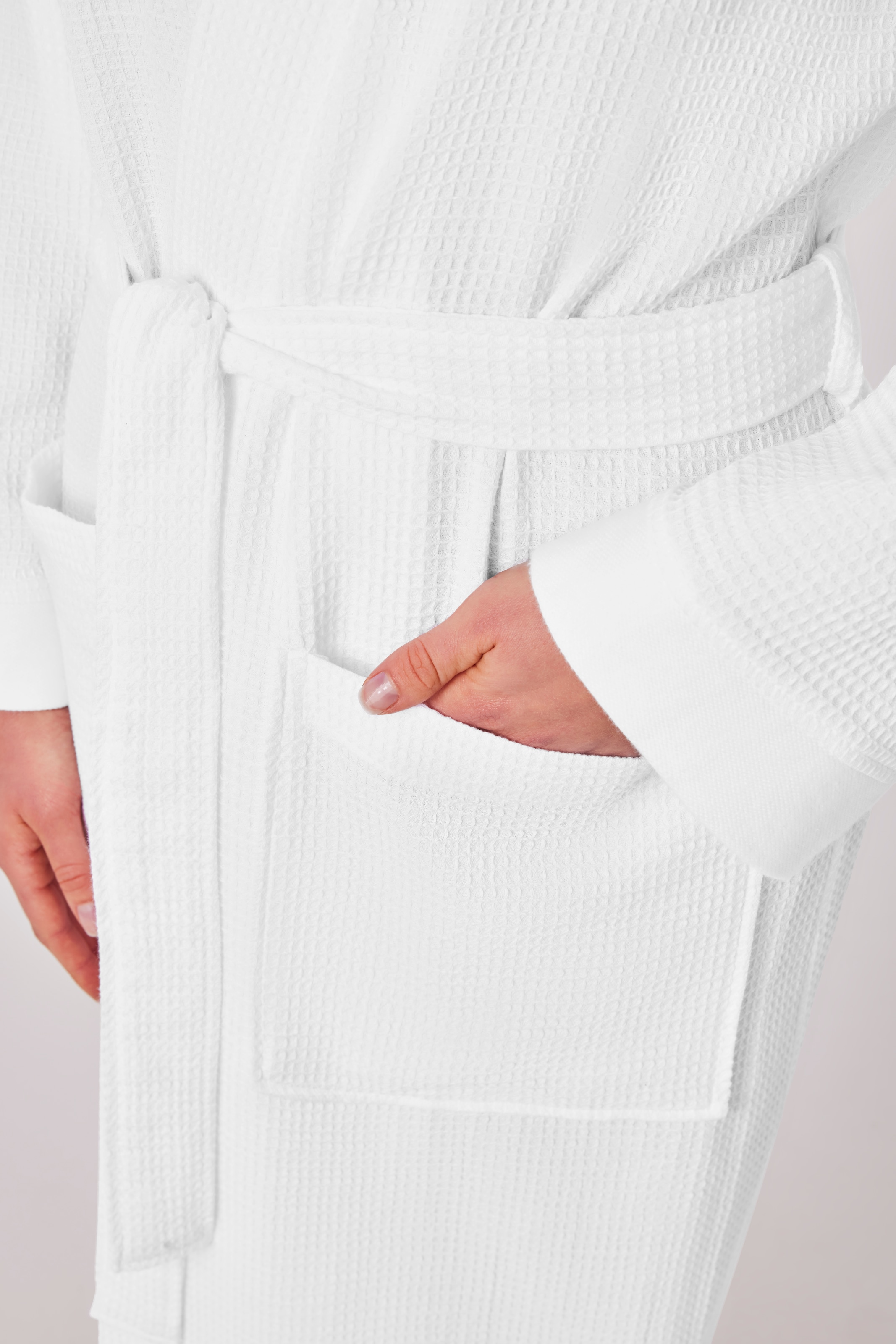 OTTO home Unisex-Bademantel »Vanessa, ideal für Sauna & Spa, Hotelbademantel, Morgenmantel« 1 Stk. Taschen, Damen & Herren, Waffelpiqué, sehr leichte Qualität, S-3XL