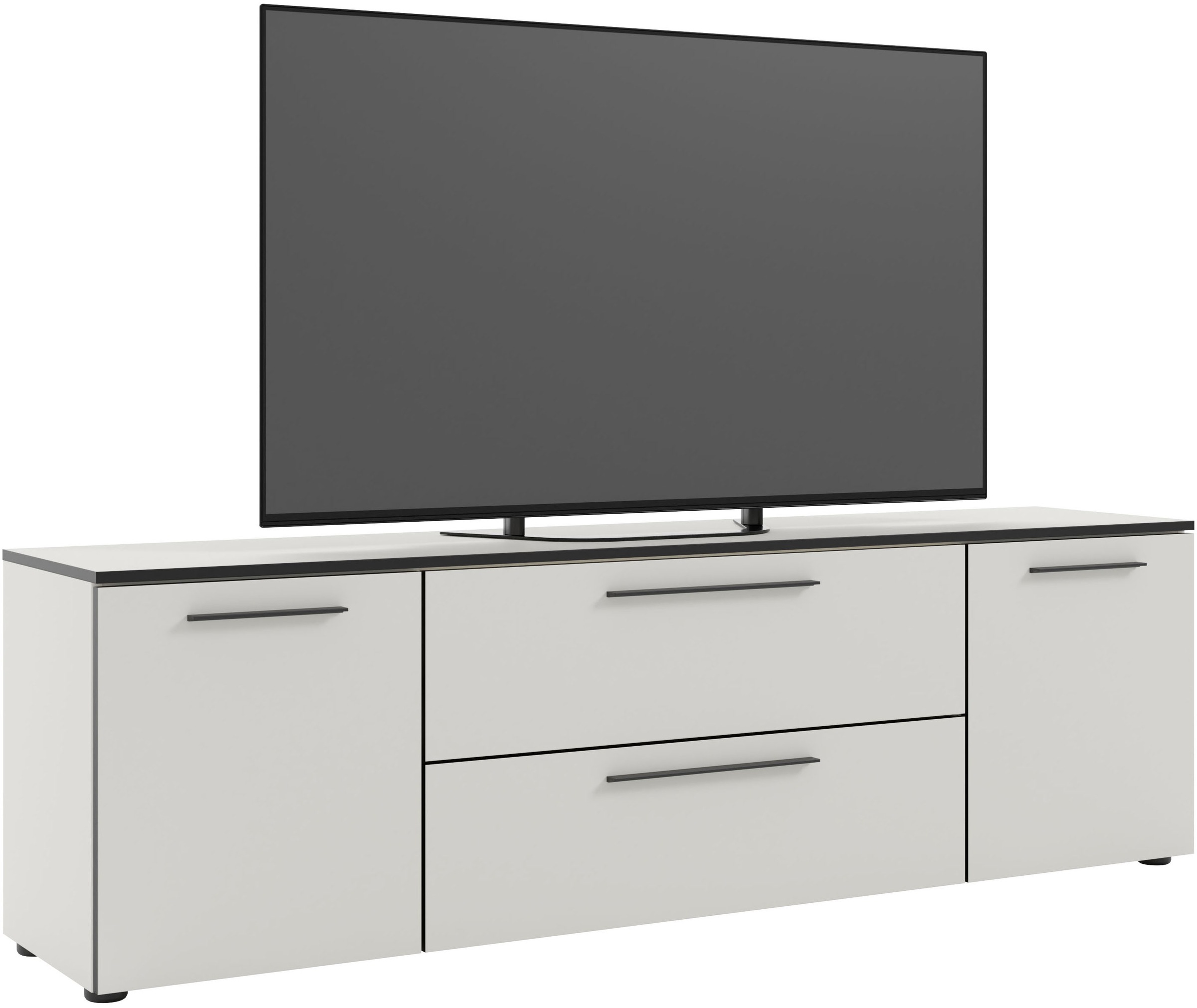 Manjana Möbel Lowboard »mit Schwarz matten Metallgriffen«