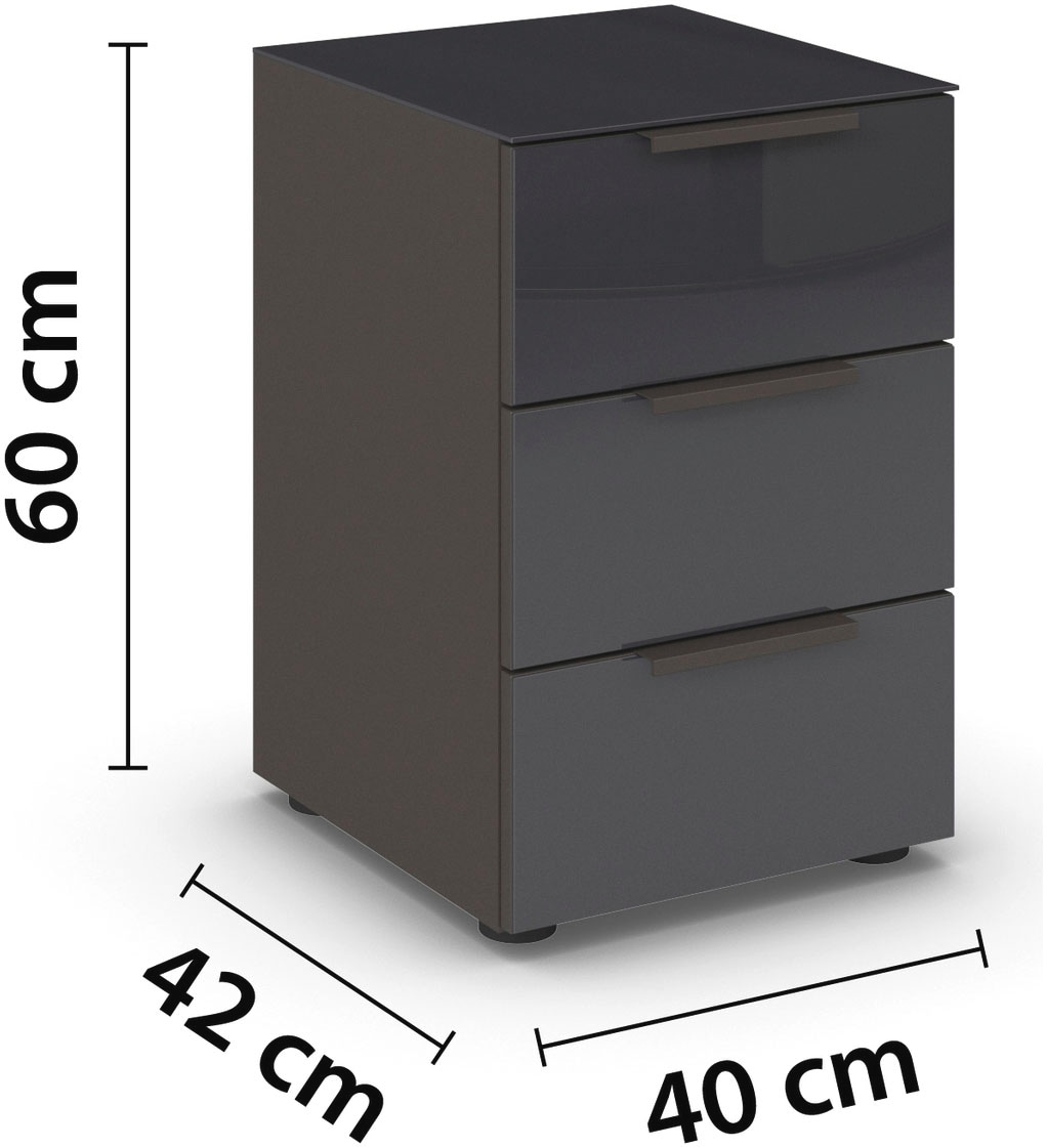 rauch Nachtkommode »Nachttisch Nachtschrank Nachtkonsole FLIPP mit Glasfront« Breite 40 cm,  mit 3 Schubladen und Soft-Close-Funktion, Oberboden und Front Glas