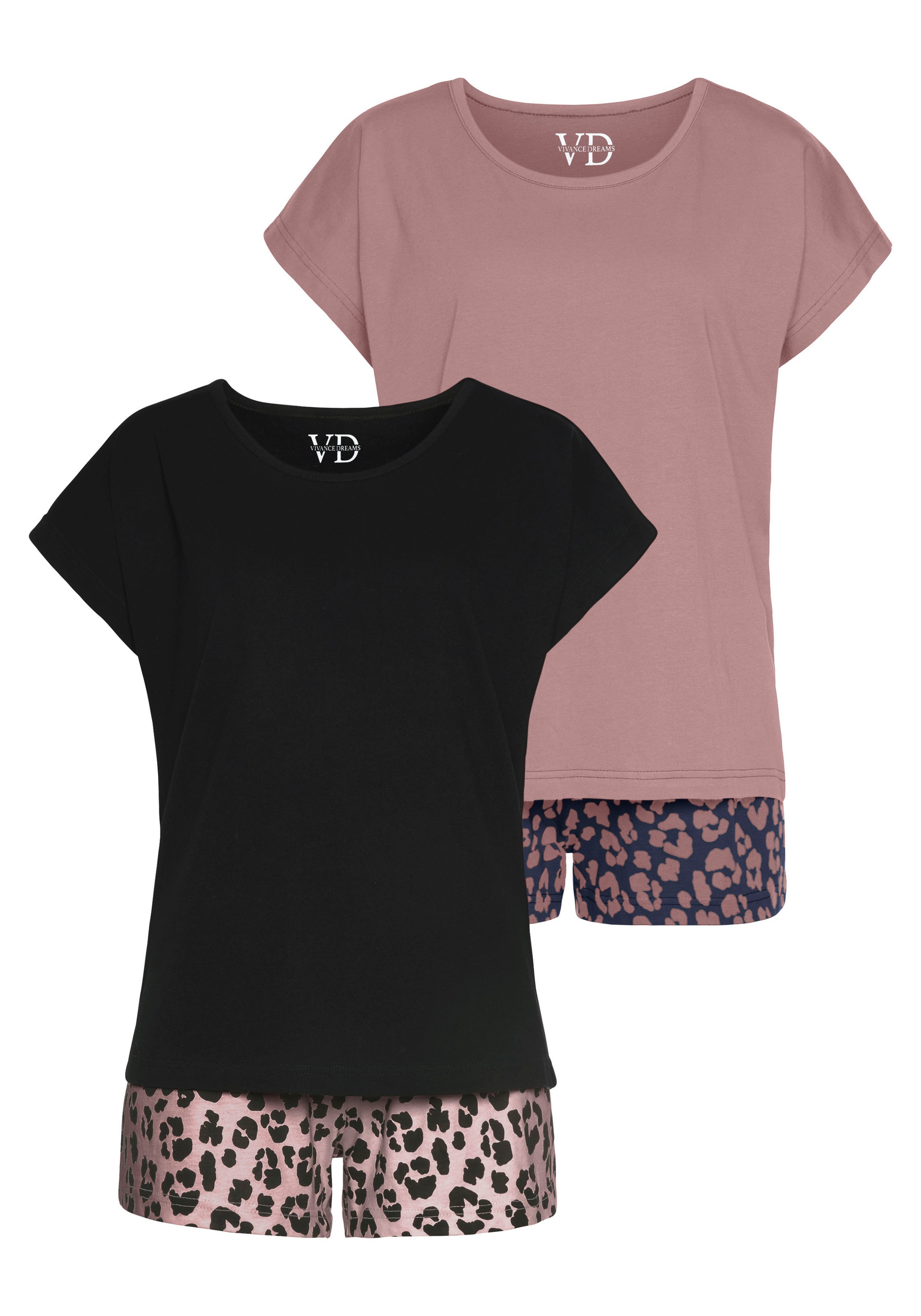 Vivance Dreams Shorty, (Packung, 4 tlg., 2 Stück), mit Animal-Print