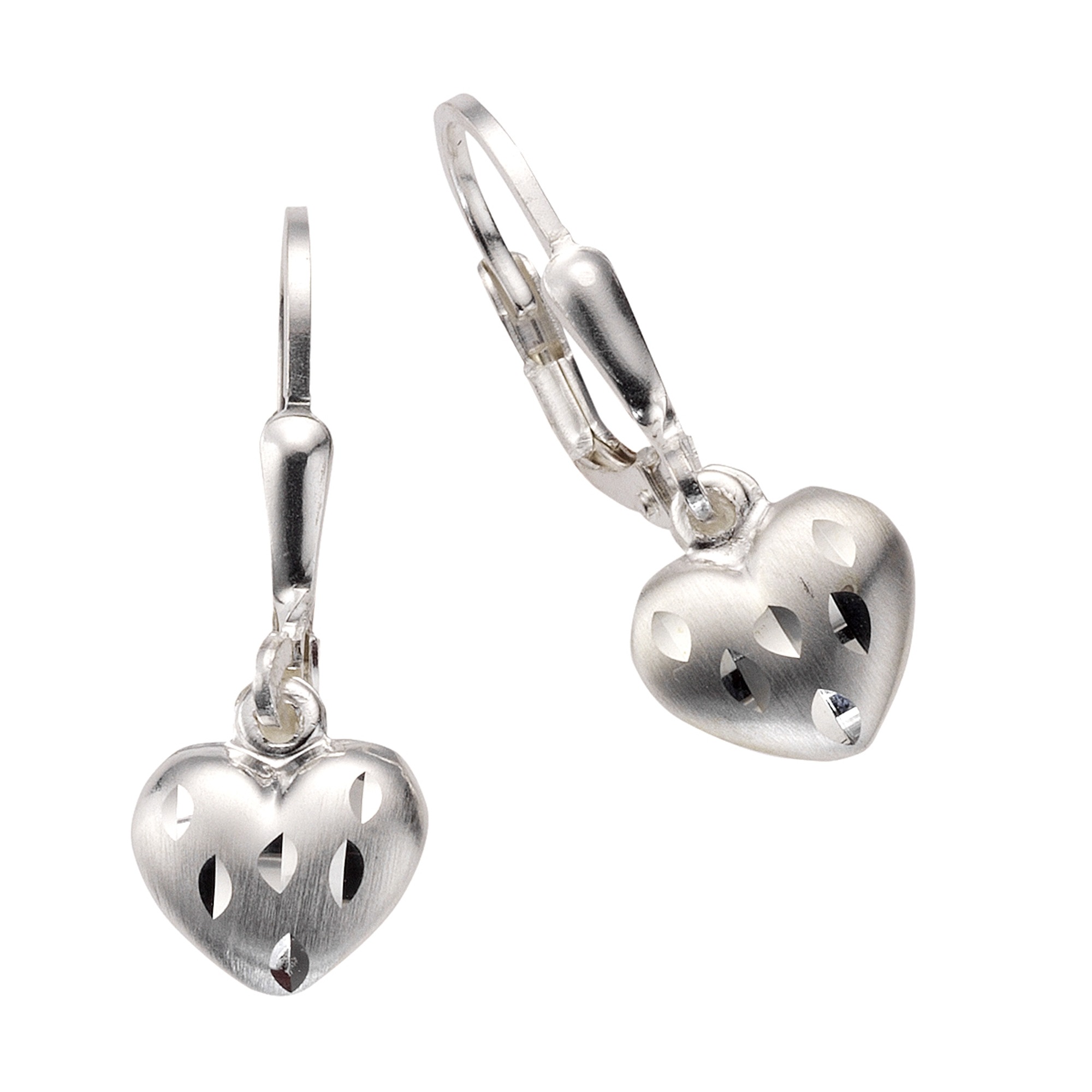 Zeeme Ohrhänger »925/- Sterling Silber Herz diamantiert«