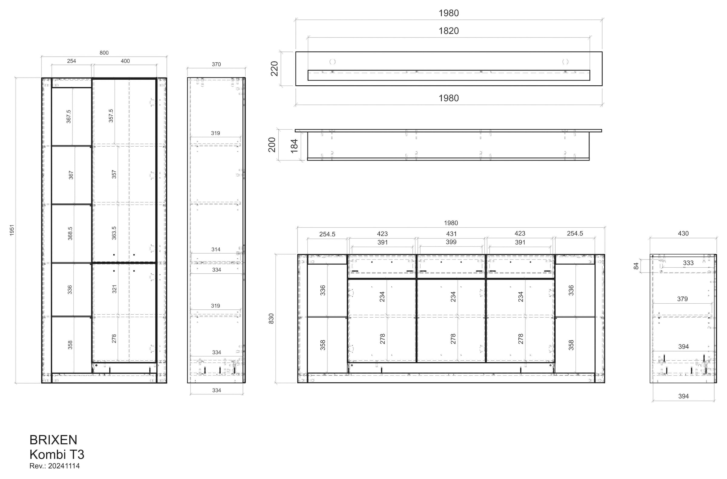 INOSIGN Wohnwand »Brixen, moderne Anbauwand, Wohnzimmer-Set, Eiche Evoke Dekor mit Weiß«, (Set, 3 St.), enthält Stauraumelement, Sideboard und Wandboard