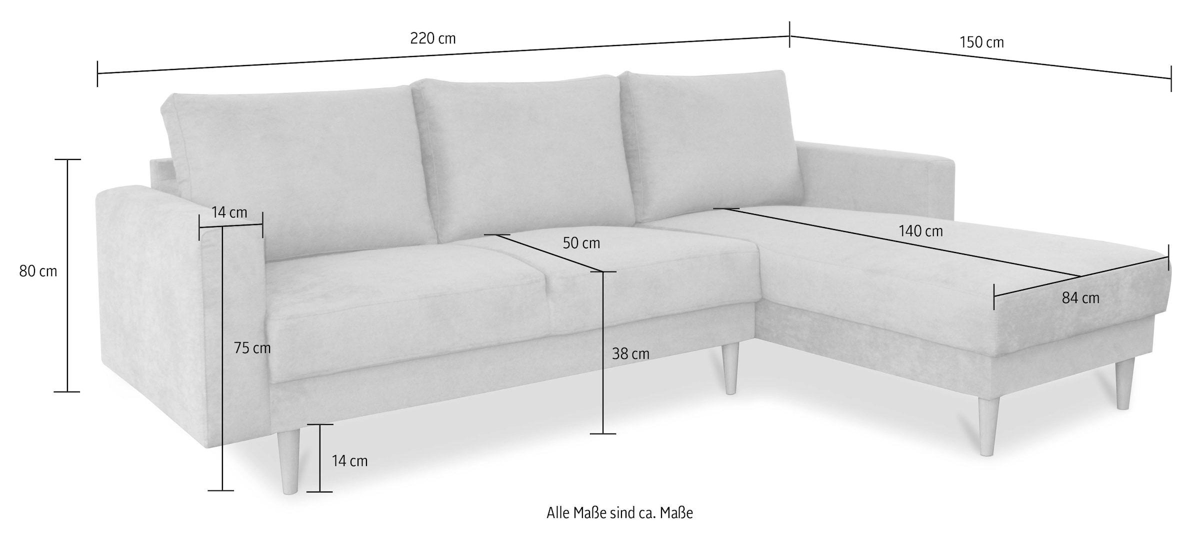 GEPADE Ecksofa »Fabio, L-Form«, beidseitig montierbar