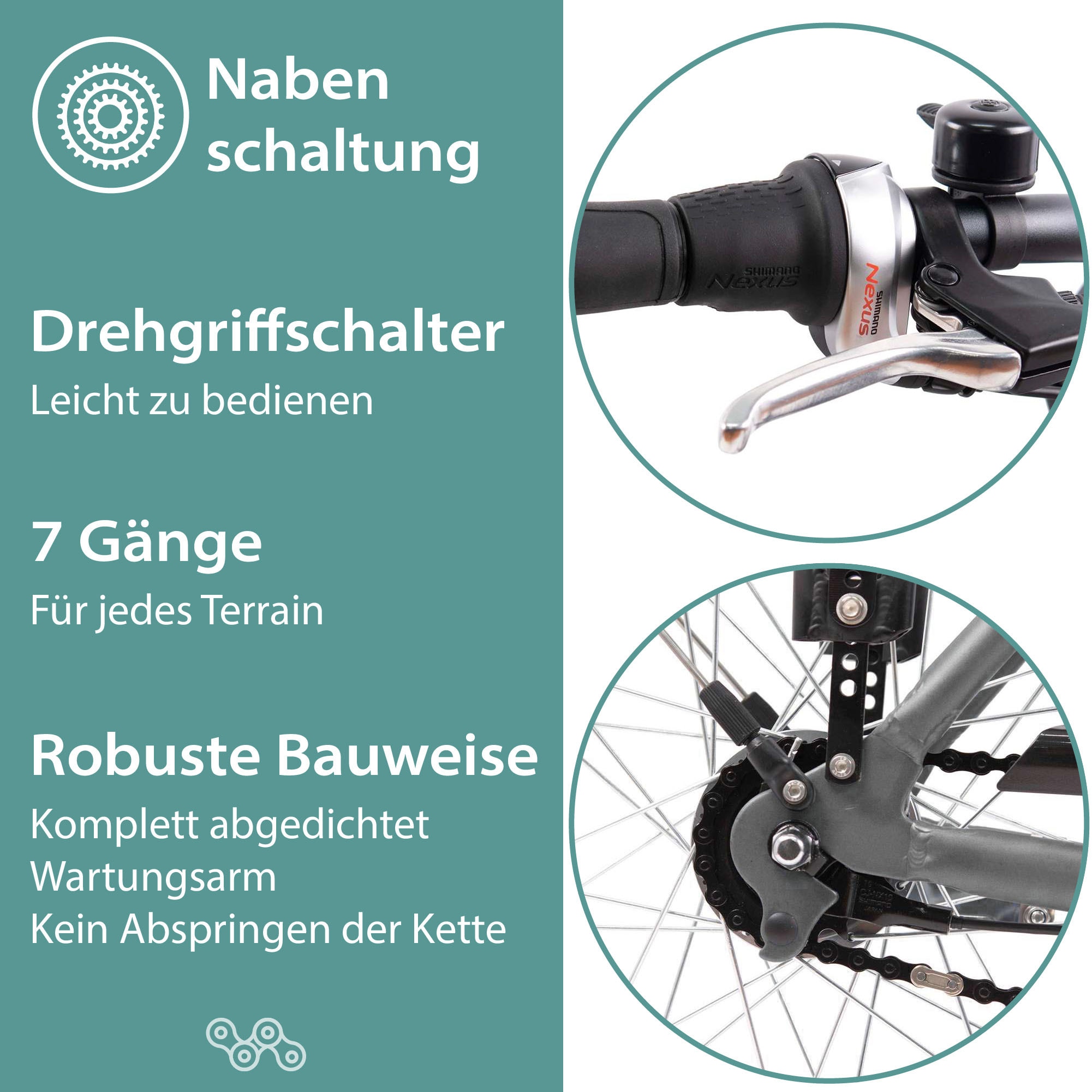 Tretwerk »Mystic« 7 Gang Nabenschaltung Frontmotor 250 W Pedelec, Elektrofahrrad für Damen u. Herren