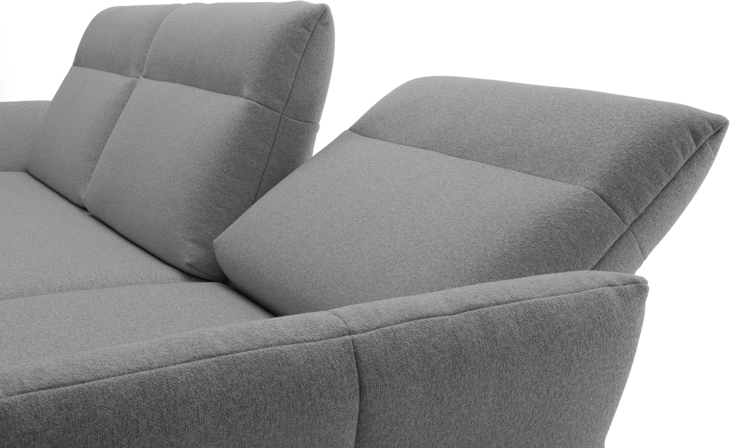 Creation BY ROLF BENZ Ecksofa »CR.460 Designsofa mit erstklassigem Sitzkomfort« Sockel in Nussbaum, Winkelfüße in Umbragrau, Breite 338 cm