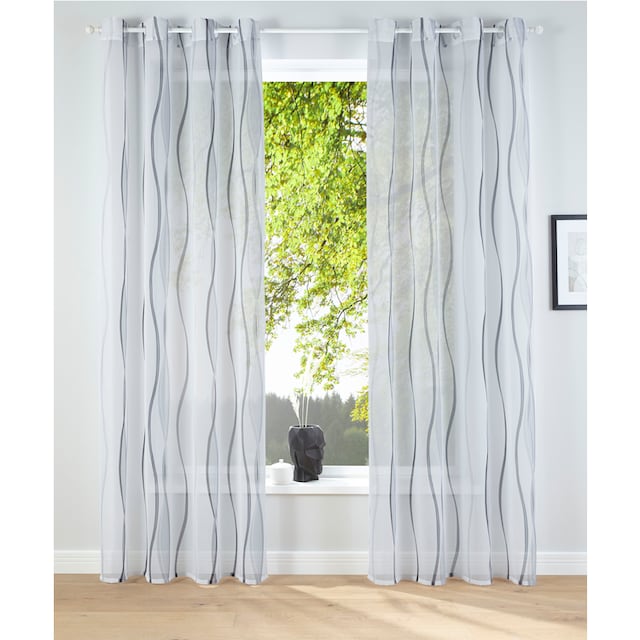 my home Gardine »Dimona«, (2 St.), 2-er Set, transparent, Voile, Polyester,  Wellen im OTTO Online Shop