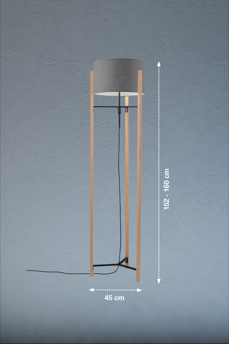 FISCHER & HONSEL Stehlampe »SHINE-WOOD«, 3 flammig-flammig, Made in Germany, langlebige LED