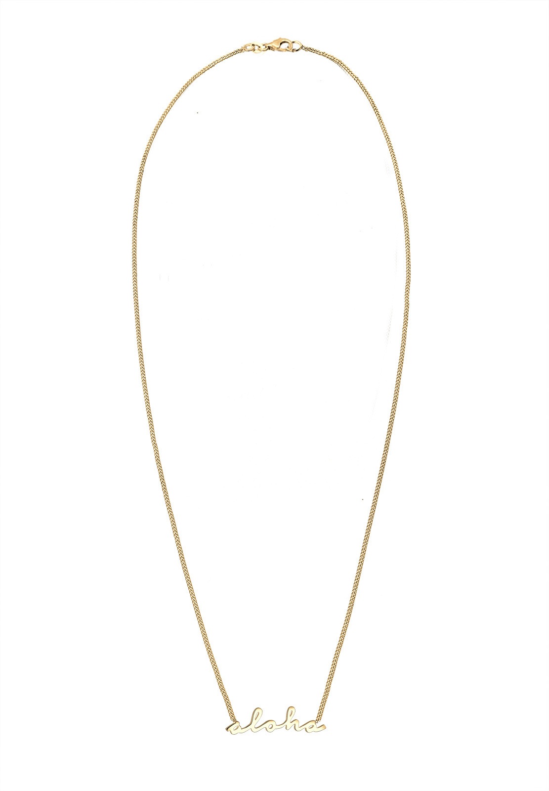 Elli Kette mit Anhänger »Halskette Anhänger Aloha Statement-Schriftzug 925 Sterling Silber vergoldet«