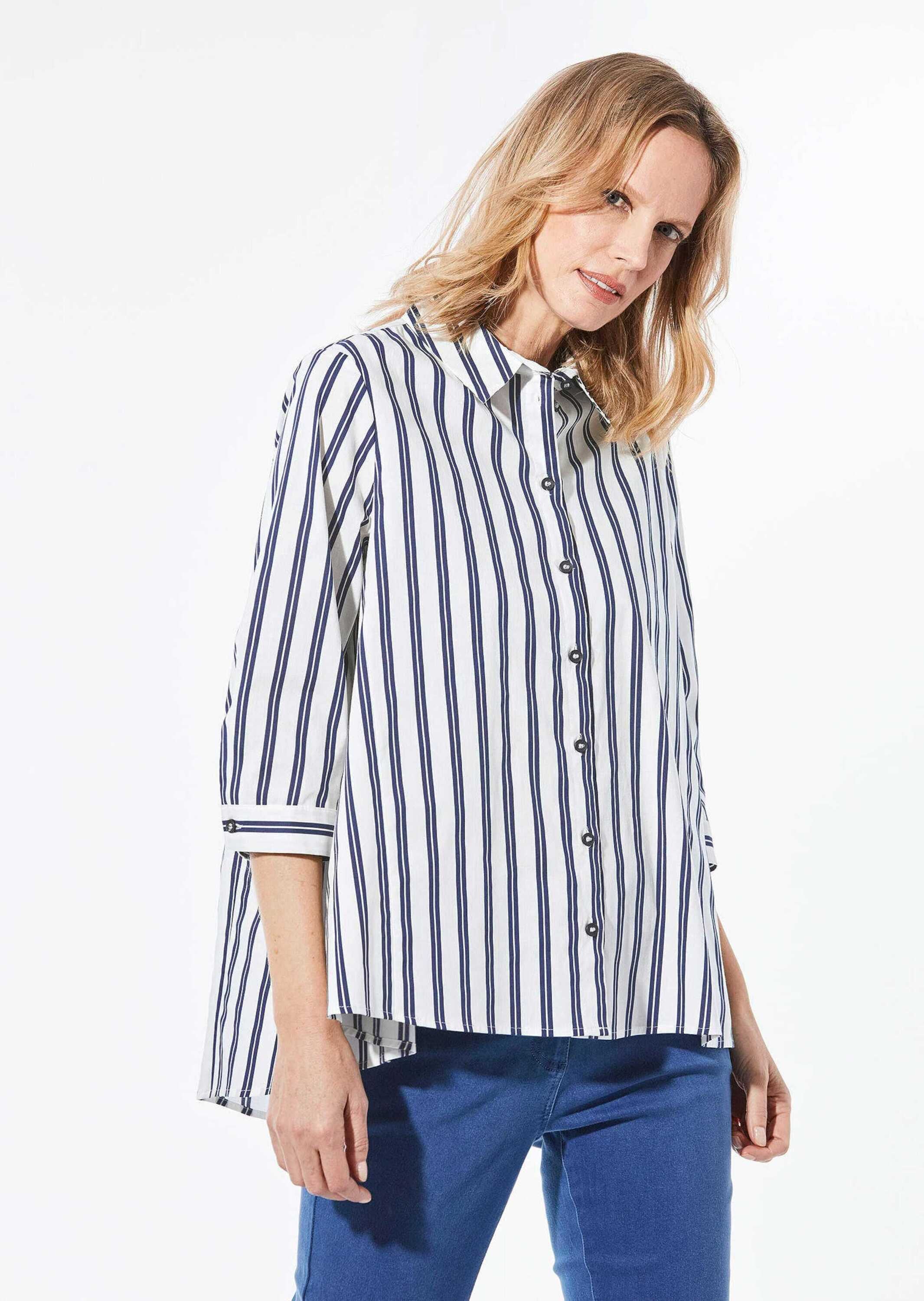 GOLDNER Kurzarmbluse »Schlichte Baumwoll-Bluse mit 3/4-Arm«