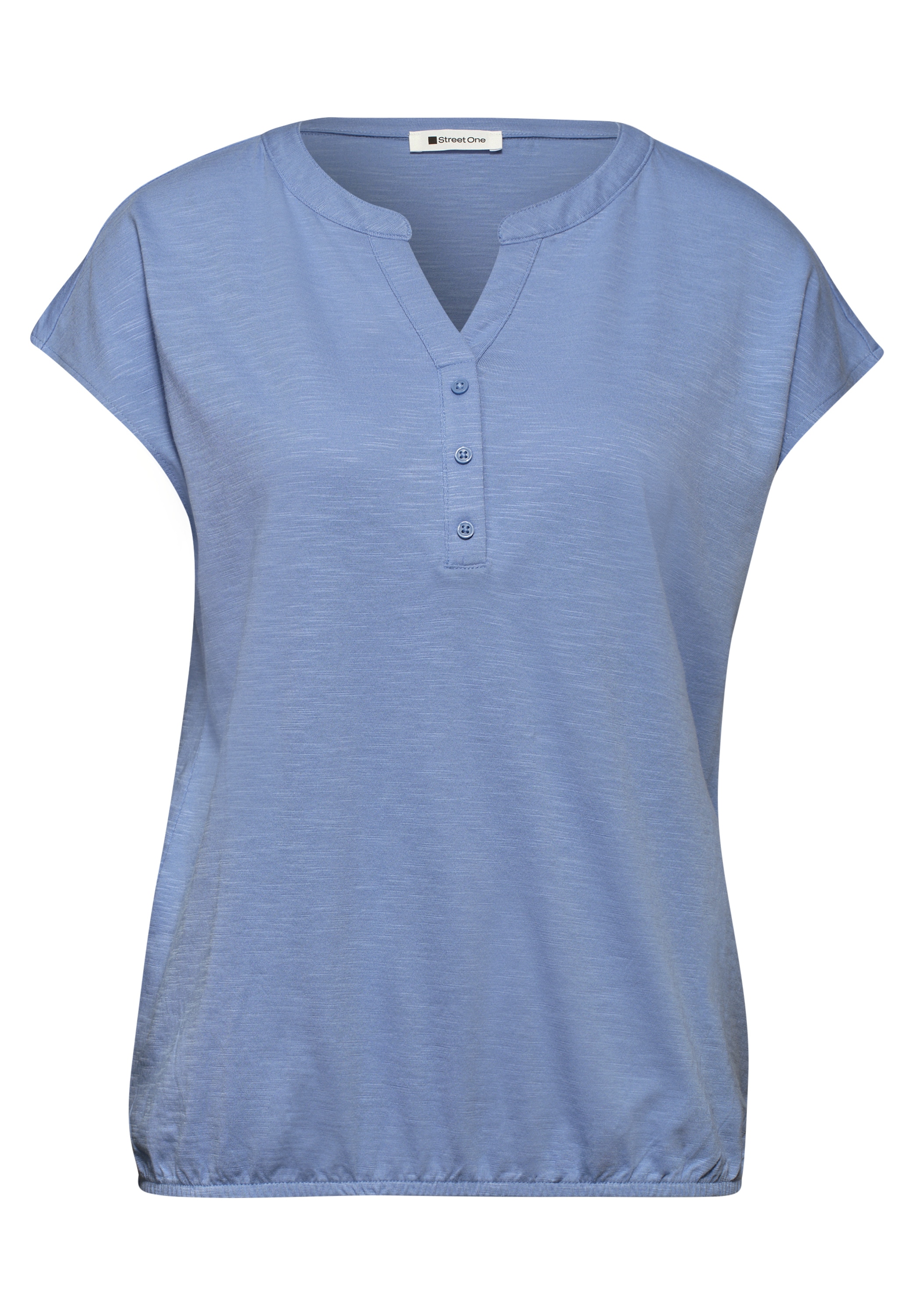 STREET ONE Shirttop Sommershirt mit Split Neck