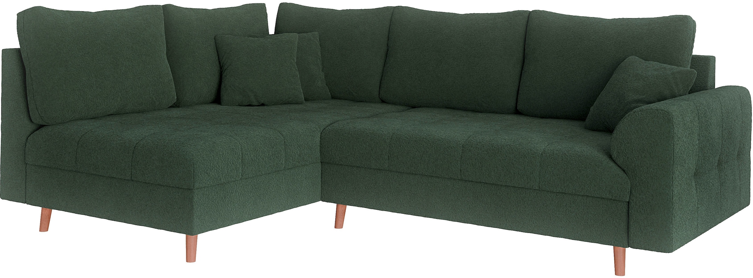 Home affaire Ecksofa »CHARRE L-Form mit Ottomane, Maße B/T/H: 231/161/81 cm«, feine Steppung, lose Rücken- und Zierkissen, auch in Cord und Bouclé