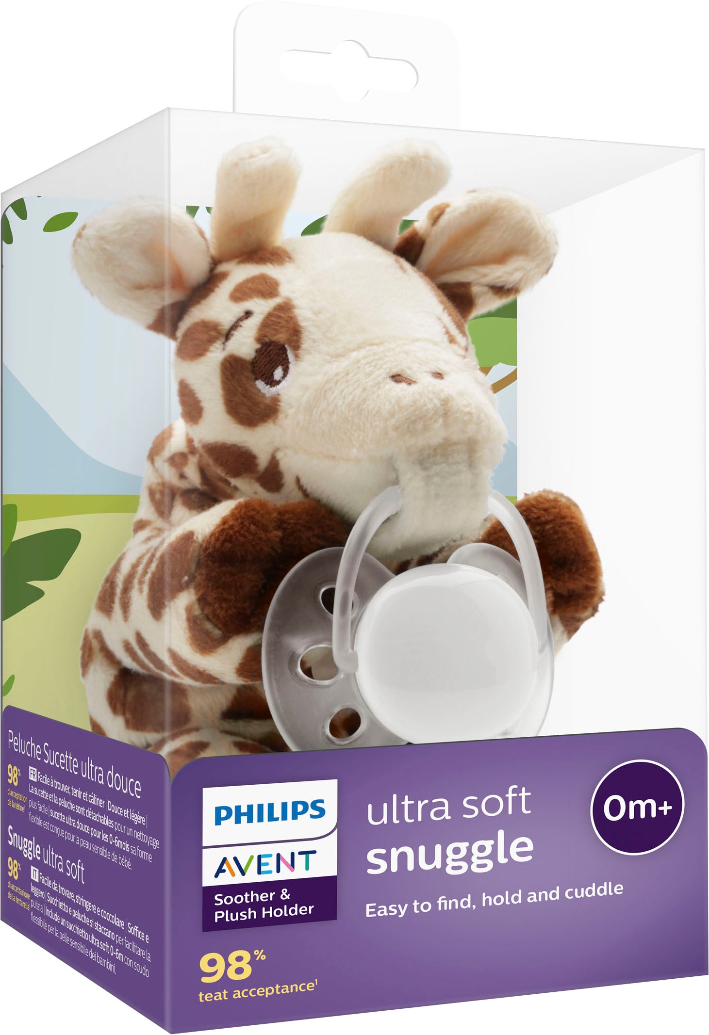 Philips AVENT Schnullerbefestigung »SCF348/11«, (Set, 2 tlg., Ultraweiches Kuscheltier mit Schnuller), Schnullertier Giraffe