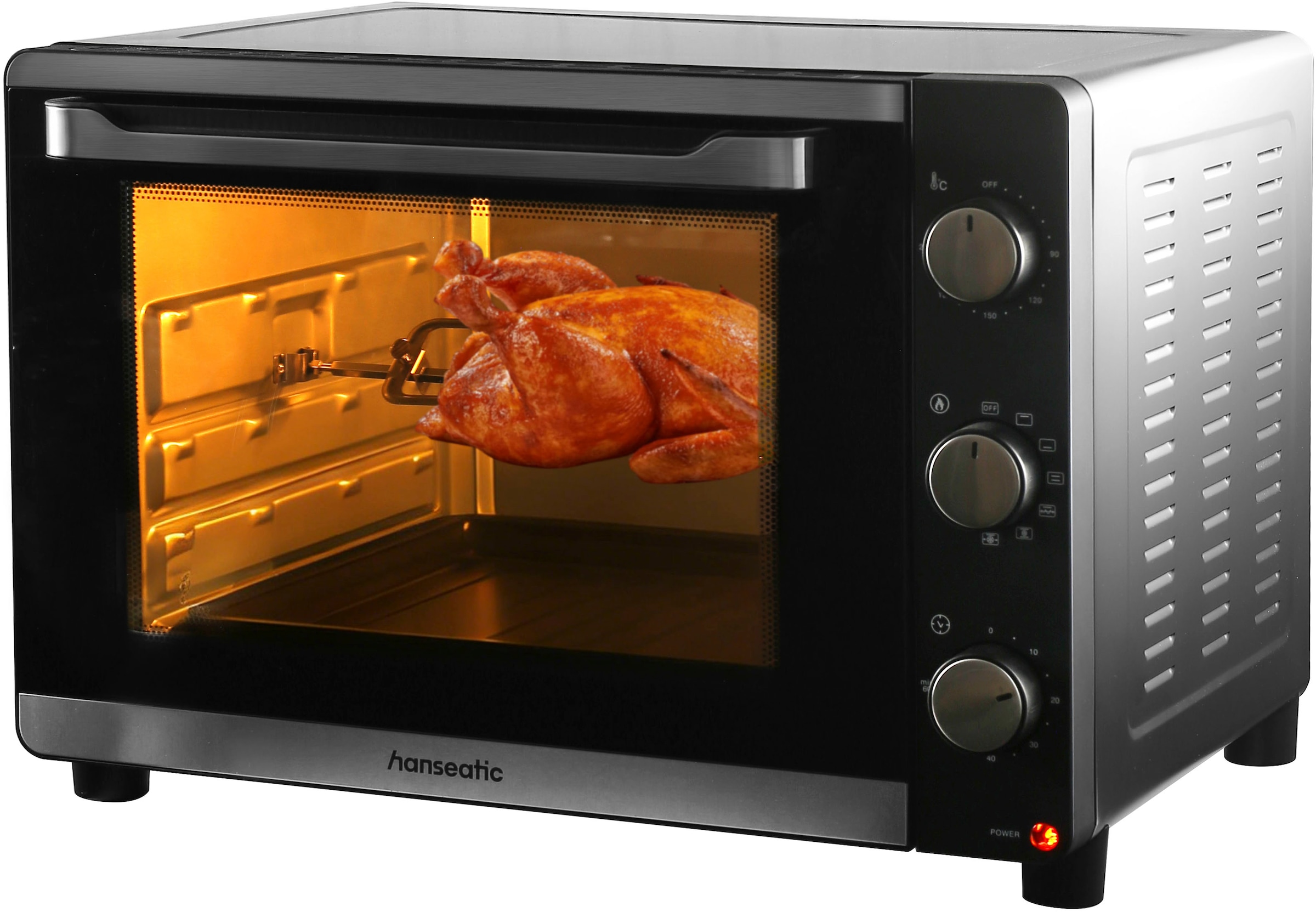 Hanseatic Kleinküche »HMO466BKB mit XXL 46-L-Garraum« Temperatureinstellung 90°C-230C°