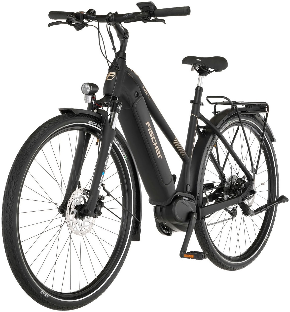 FISCHER Fahrrad E-Bike »VIATOR 4.2i«, 9 Gang, Shimano, Acera, Mittelmotor 250 W, (mit Faltschloss), Pedelec, Elektrofahrrad für Damen u. Herren, Trekkingrad