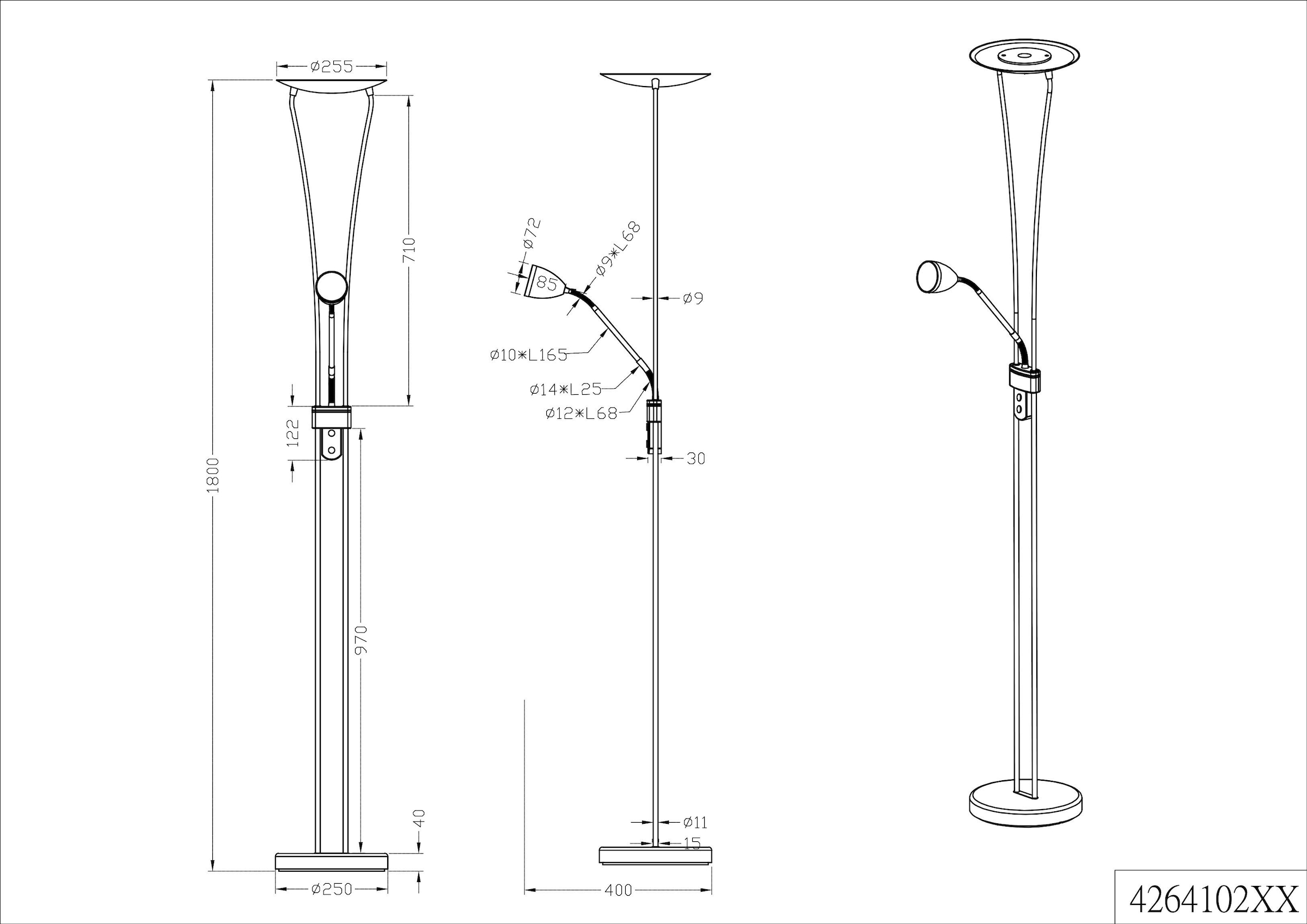 TRIO Leuchten LED Deckenfluter, 2 flammig, Leuchtmittel LED-Modul | LED fest integriert