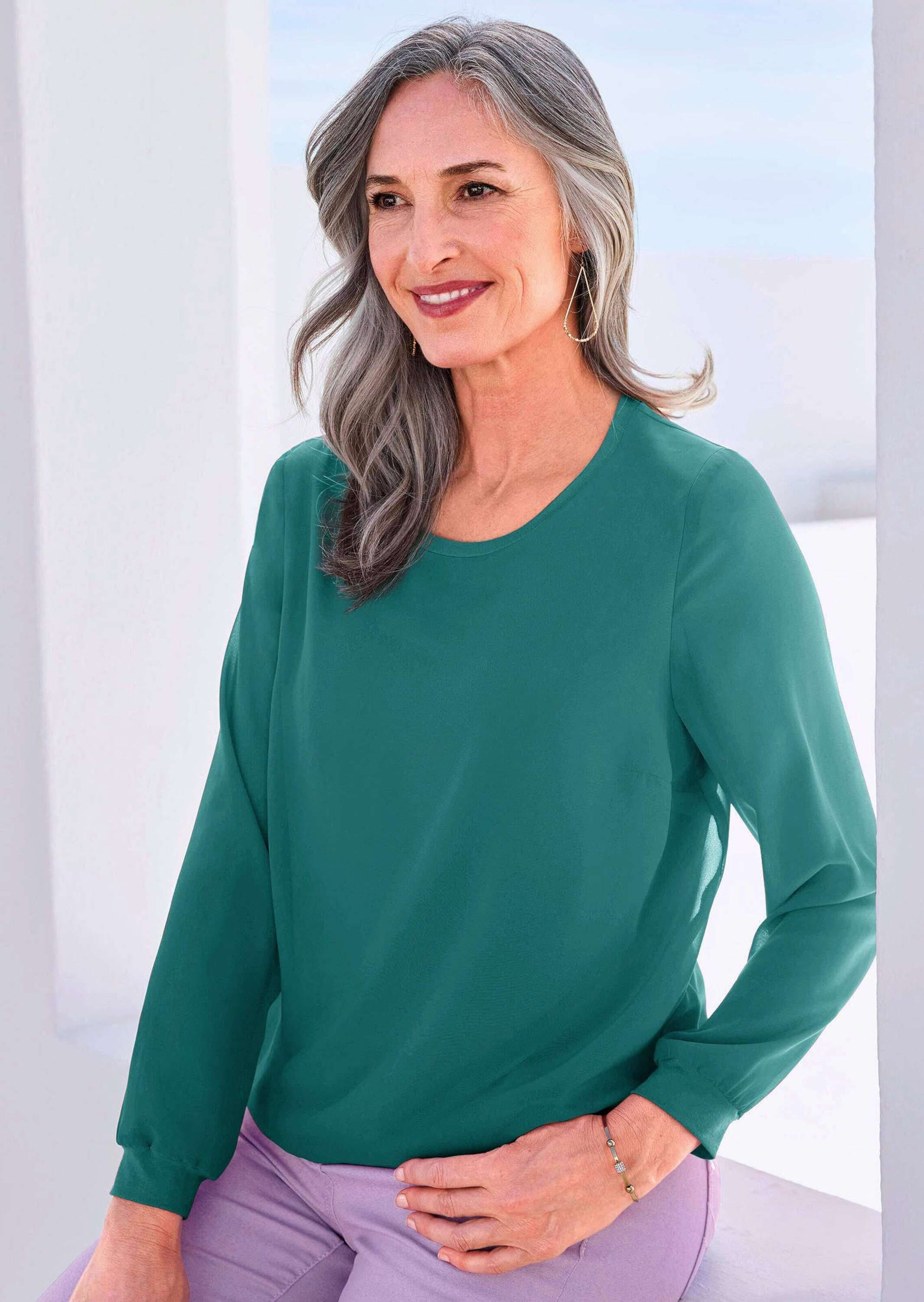 GOLDNER Klassische Bluse »Kurzgröße Schlupfbluse« Luftiiger Chiffon