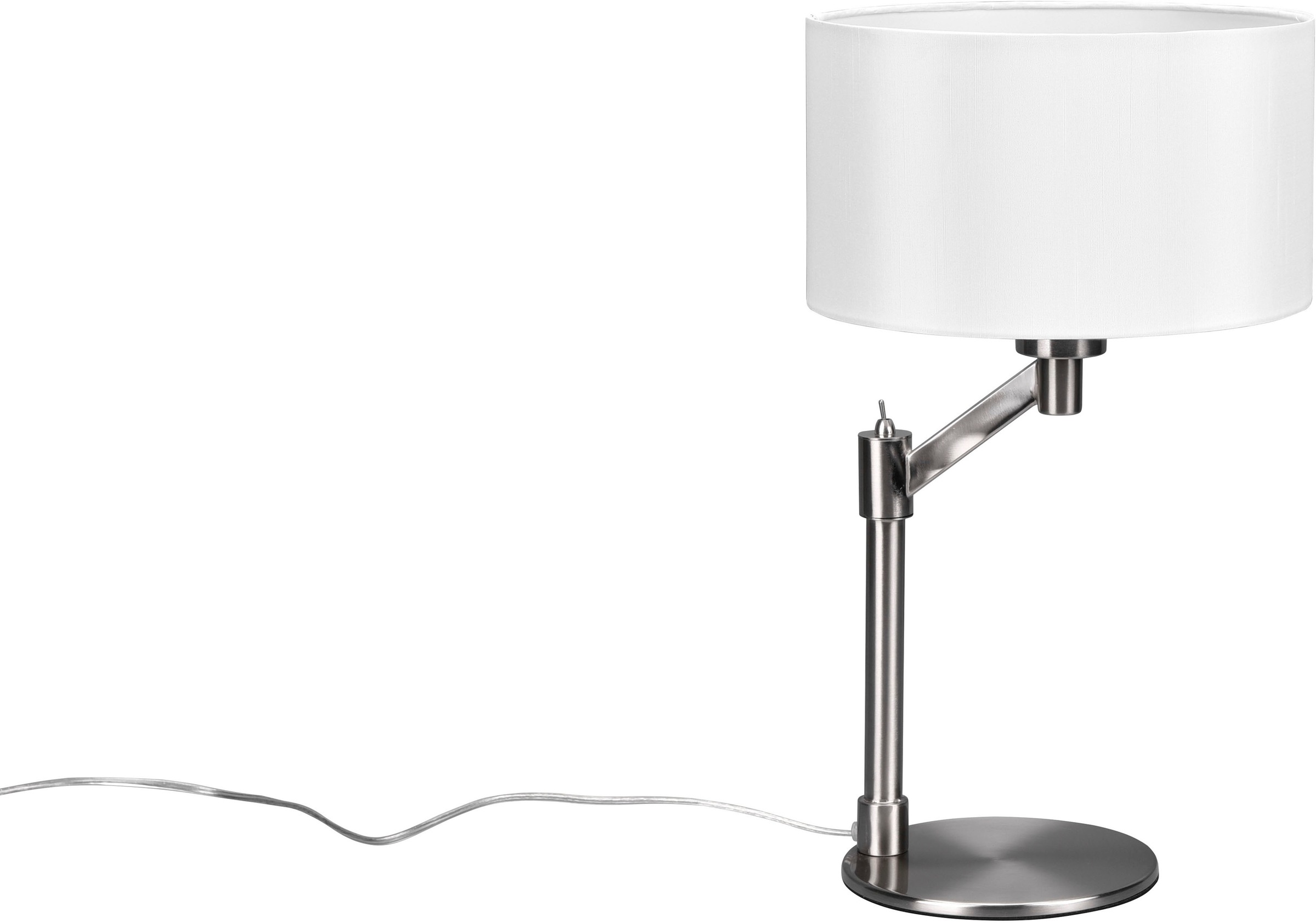TRIO Leuchten Schreibtischlampe »Cassio«, 1 flammig, Leuchtmittel E27 | ohne Leuchtmittel, Nachttischlampe Stoffschirm exkl 1x E27 LM, Höhe 48cm, Kippschalter