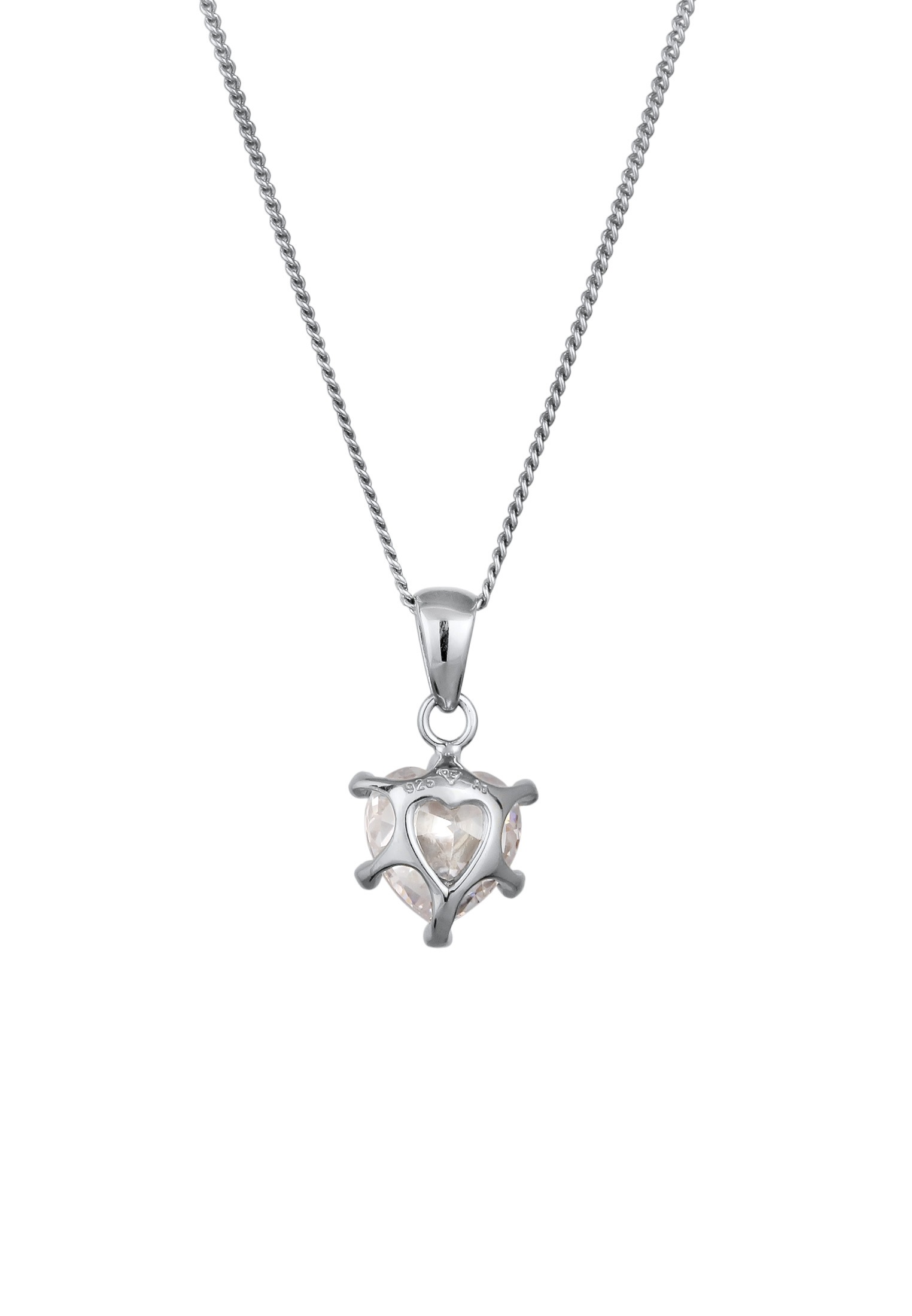 Elli Silberkette »Halskette Herz Zirkonia Weiß 925 Sterling Silber«