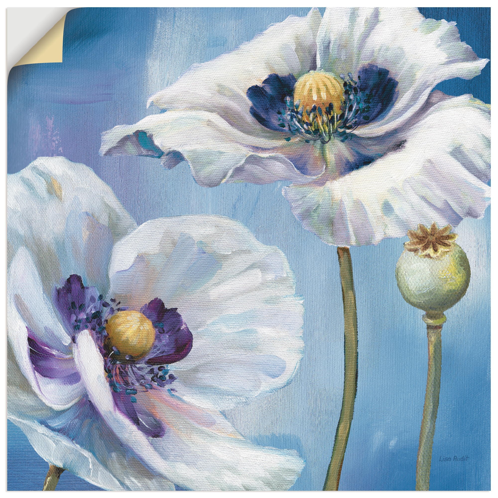 Artland Wandbild »Blauer Tanz II«, Blumen, (1 St.), in vielen Größen & Produktarten -Leinwandbild, Poster, Wandaufkleber / Wandtattoo auch für Badezimmer geeignet