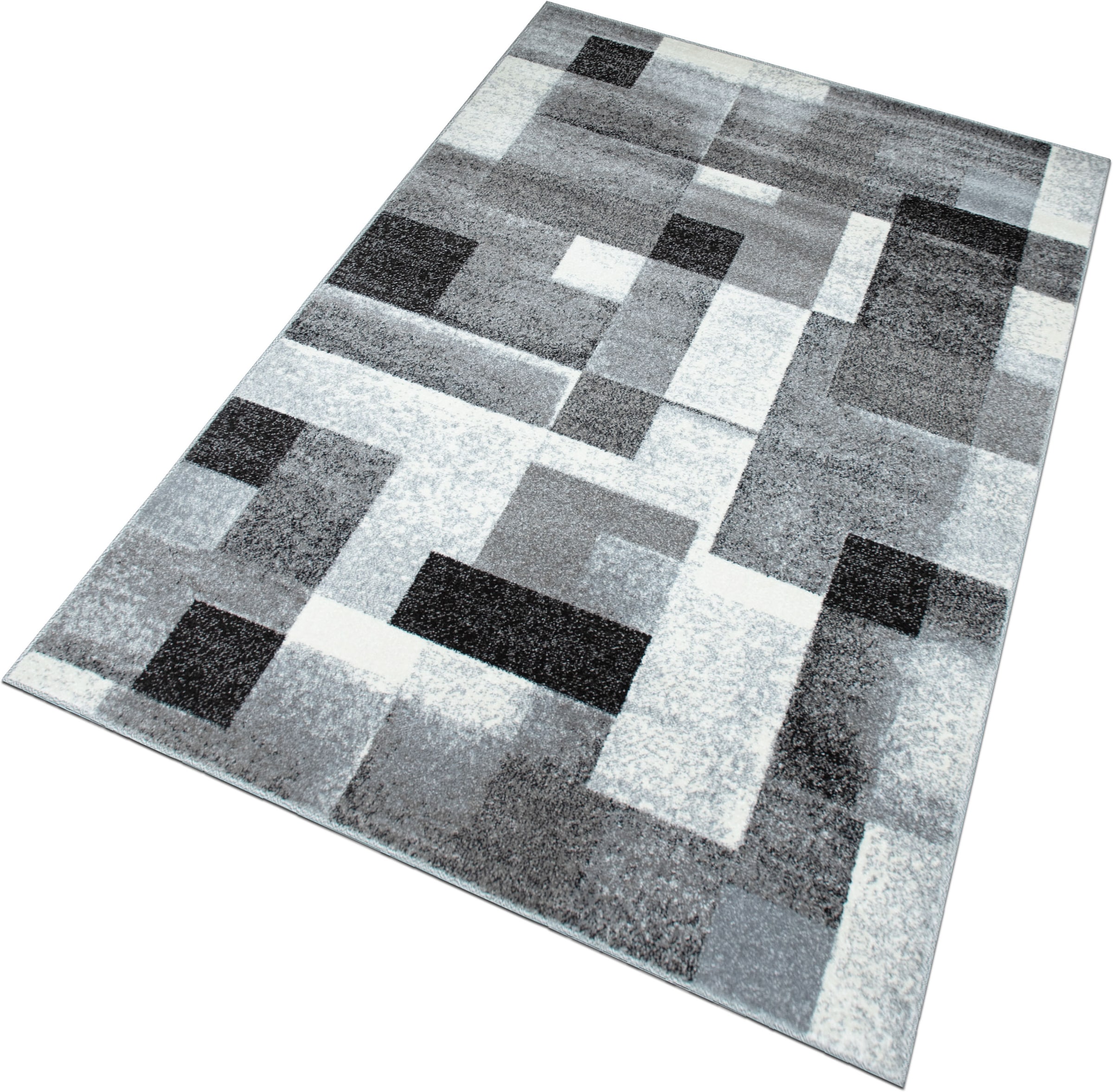 OTTO home Teppich »Corine« rechteckig 9 mm Höhe mit besonders weichem Flor, Kurzflor, modernes Karo-Design,
