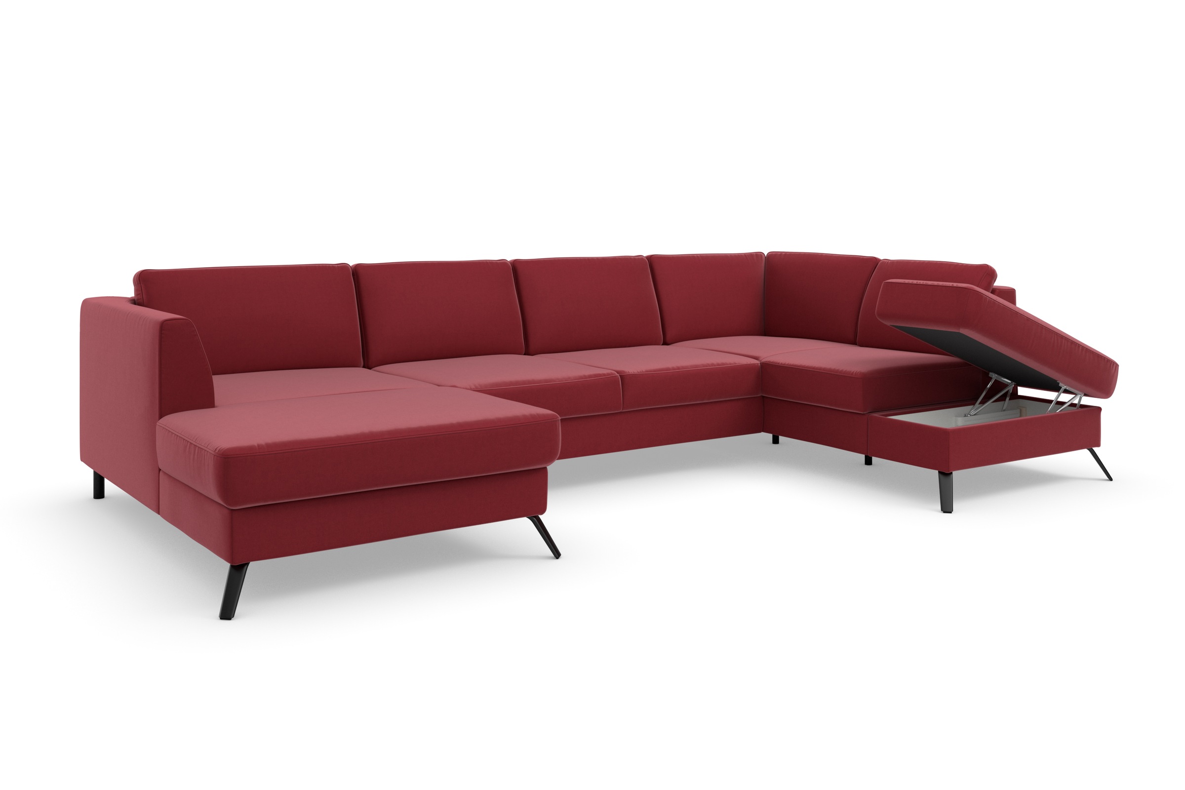 sit&more Wohnlandschaft »Olsen U-Form« inklusive Sitztiefenverstellung, wahlweise mit Bettfunktion, 15cm hoch