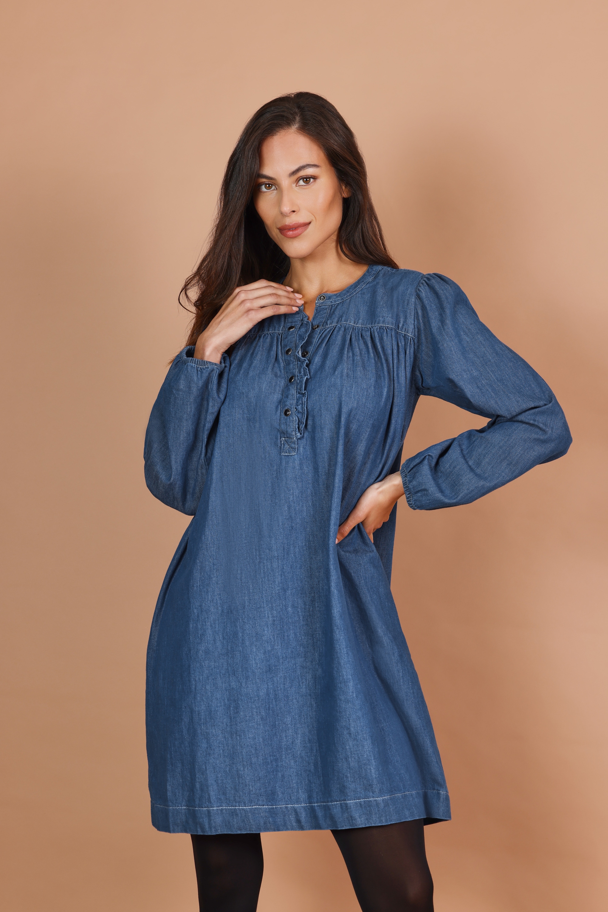 Blue Seven Sommerkleid »Jeanskleid« 1 tlg. Seitennahttasche