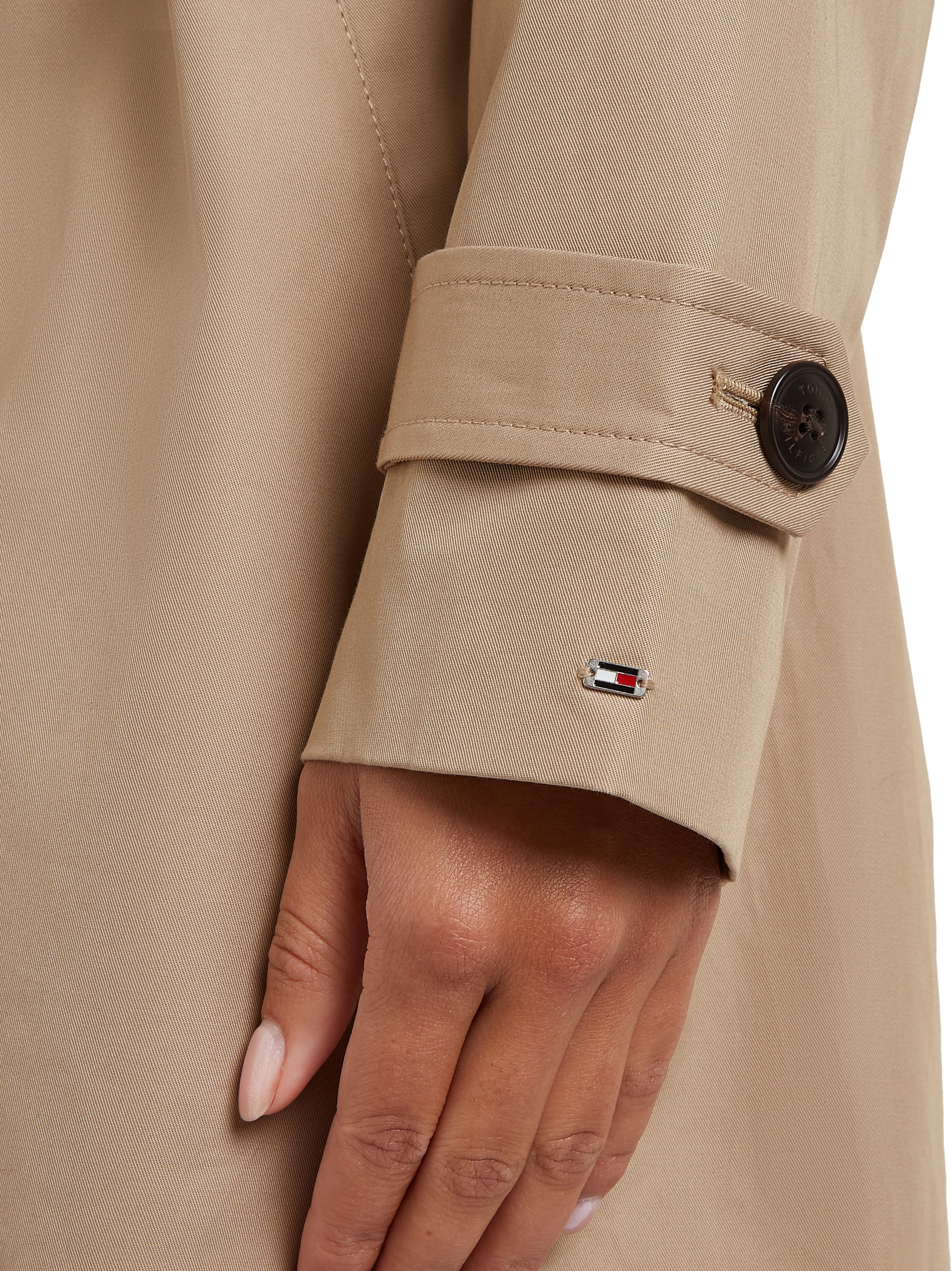 Tommy Hilfiger Langjacke »HERITAGE SINGLE BREASTED TRENCH«, mti den typischen Trenchdetails & Tommy Streifen als Gürtelschlaufe