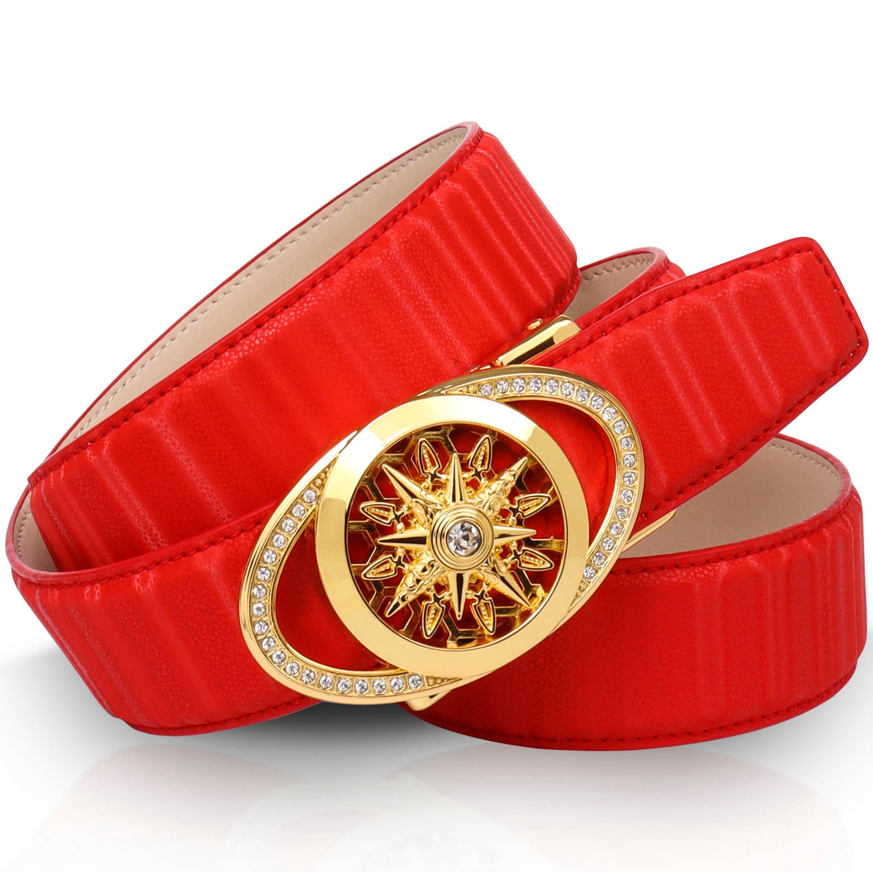 Anthoni Crown Ledergürtel, Filigrane goldfarbene Automatik-Schließe und  drehender Windrose online bei OTTO