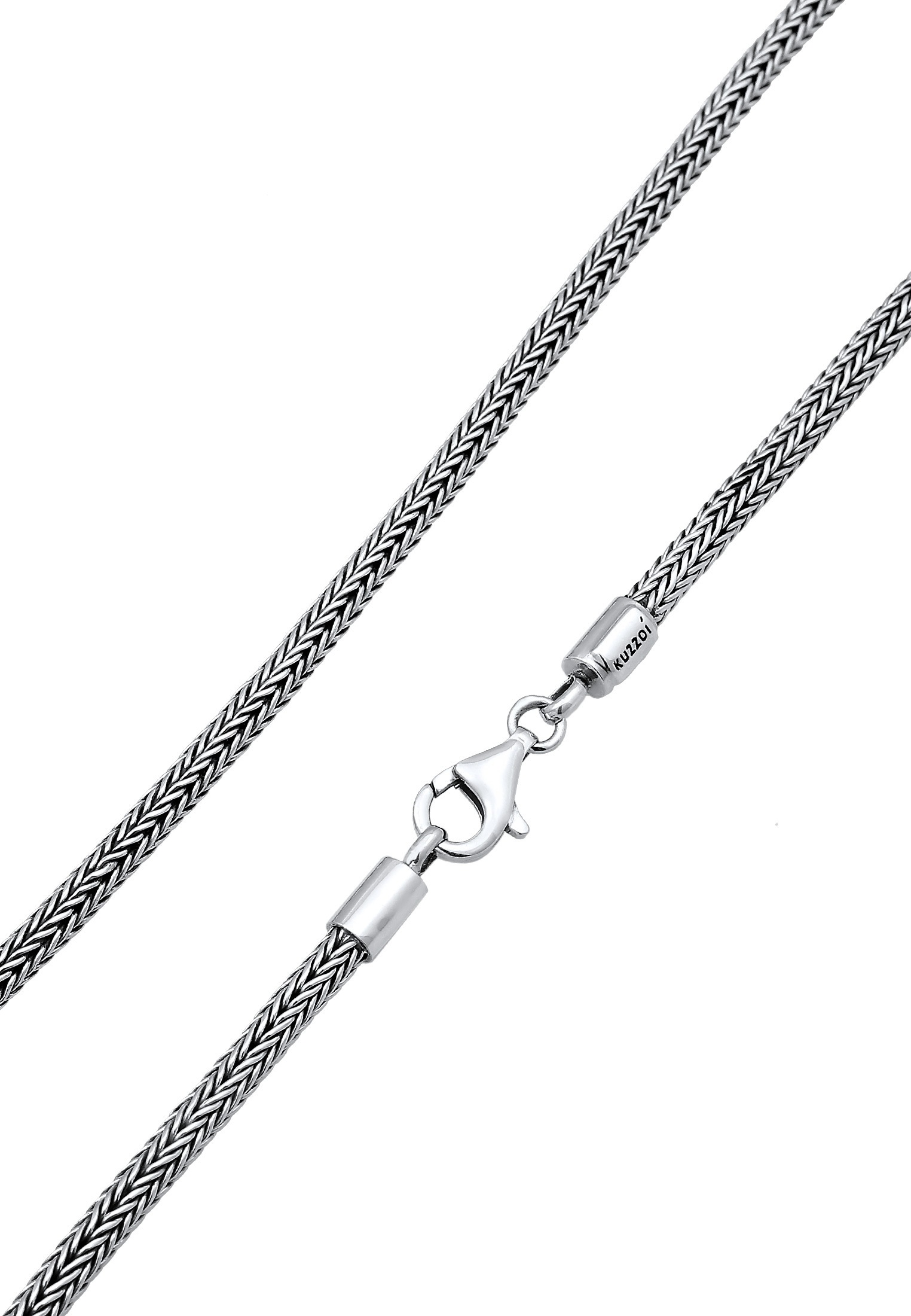 Kuzzoi Silberkette »Halskette Männer Zopf Schlangenkette 4mm Oxidiert 925 Silber«