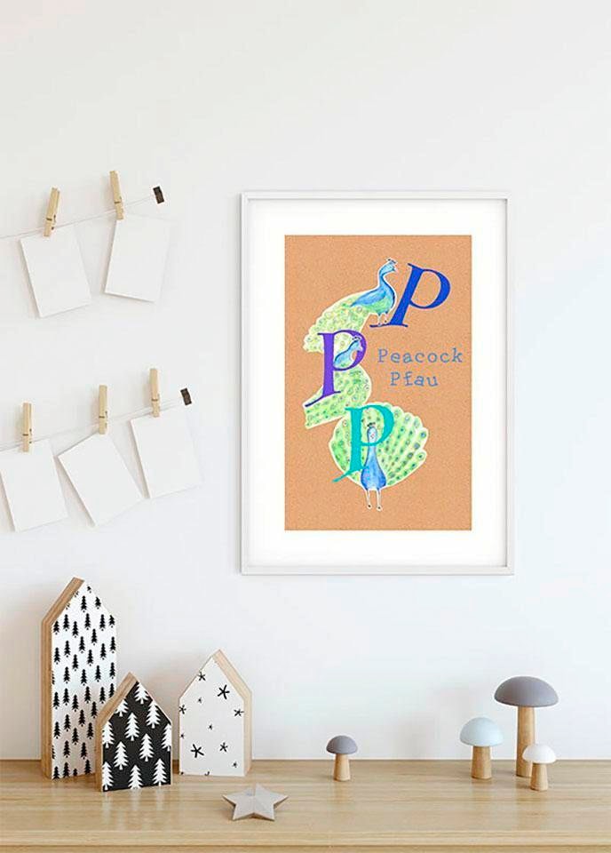 Komar Poster »ABC Animal P«, Buchstaben, (1 St.), Kinderzimmer, Schlafzimmer,  Wohnzimmer bei OTTO