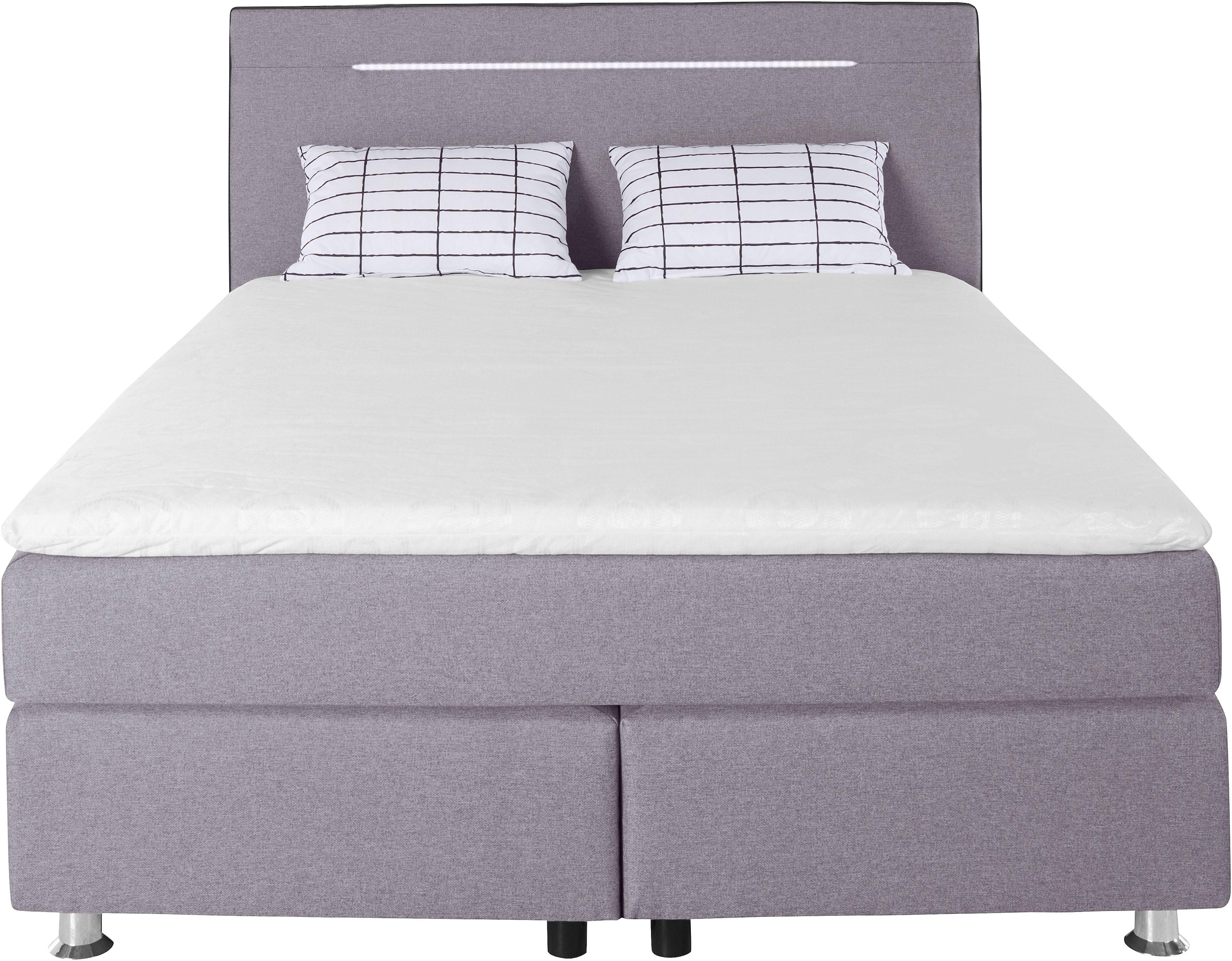 COLLECTION AB Boxspringbett »London, inklusive Topper und Kissen, mit LED-Beleuchtung«, Boxspringbett erhältlich in 90cmx200cm, 140cmx200cm & 180cmx200cm