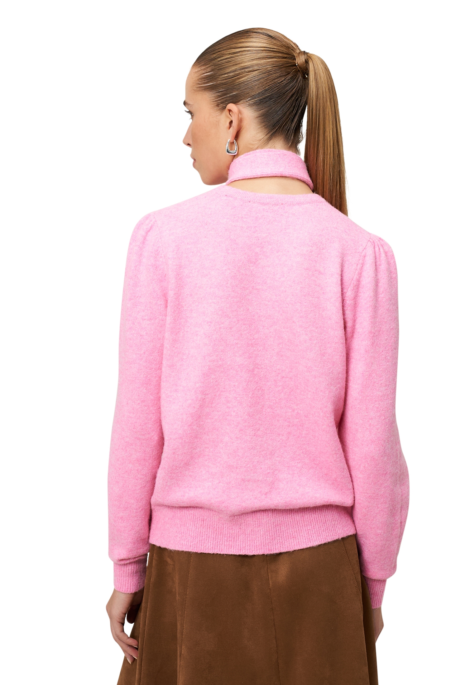 Zero Rundhalspullover »Pullover mit Strickhalstuch«