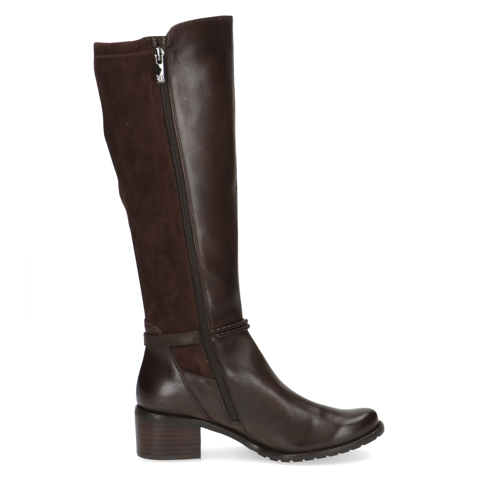 Caprice Stiefel, Blockabsatz, Langschaftstiefel, Businessstiefel mit Flechtband
