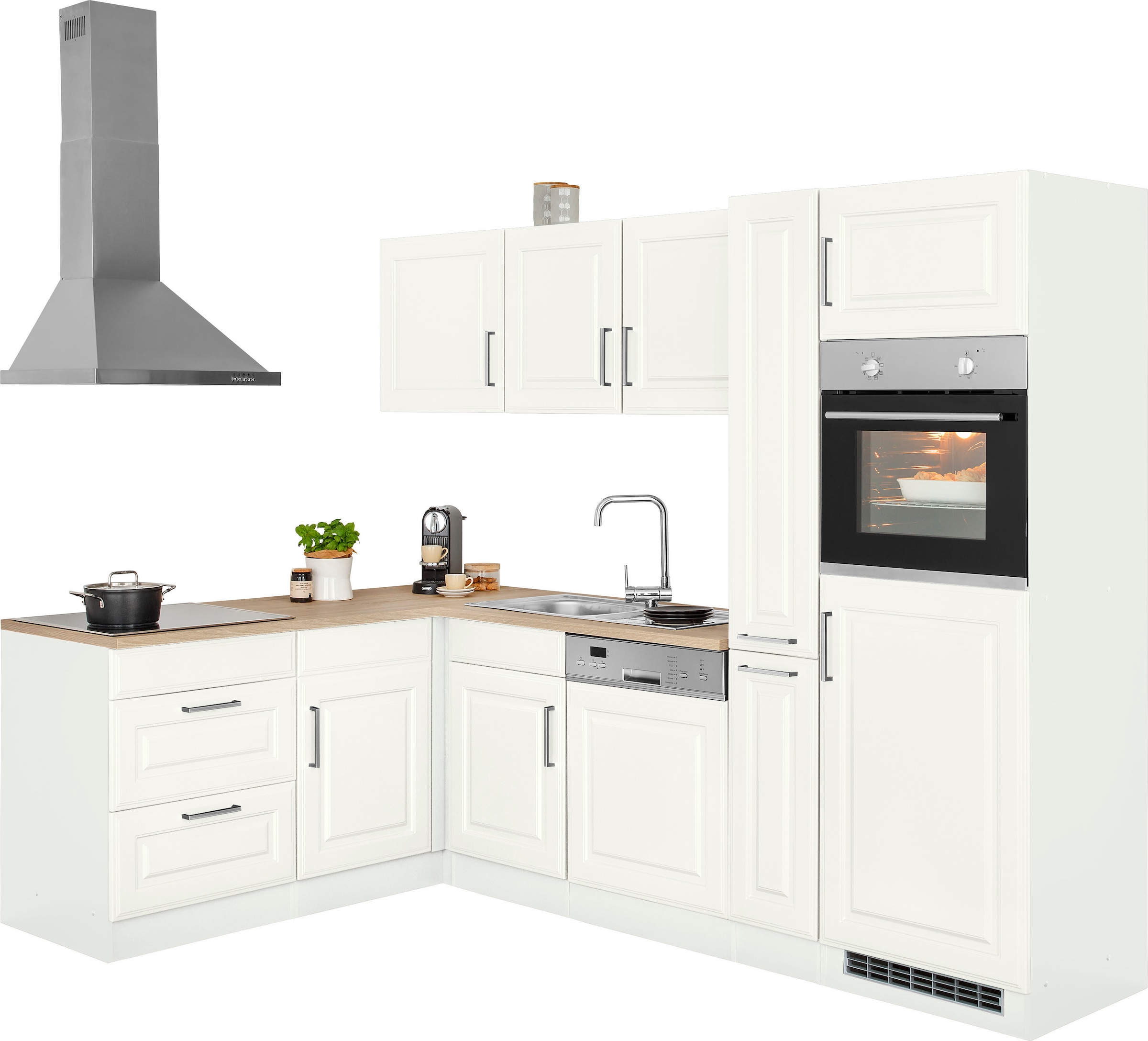 KOCHSTATION Winkelküche »KS-Stockholm«, mit E-Geräten,260 x 170 cm, mit hochwertigen MDF Fronten