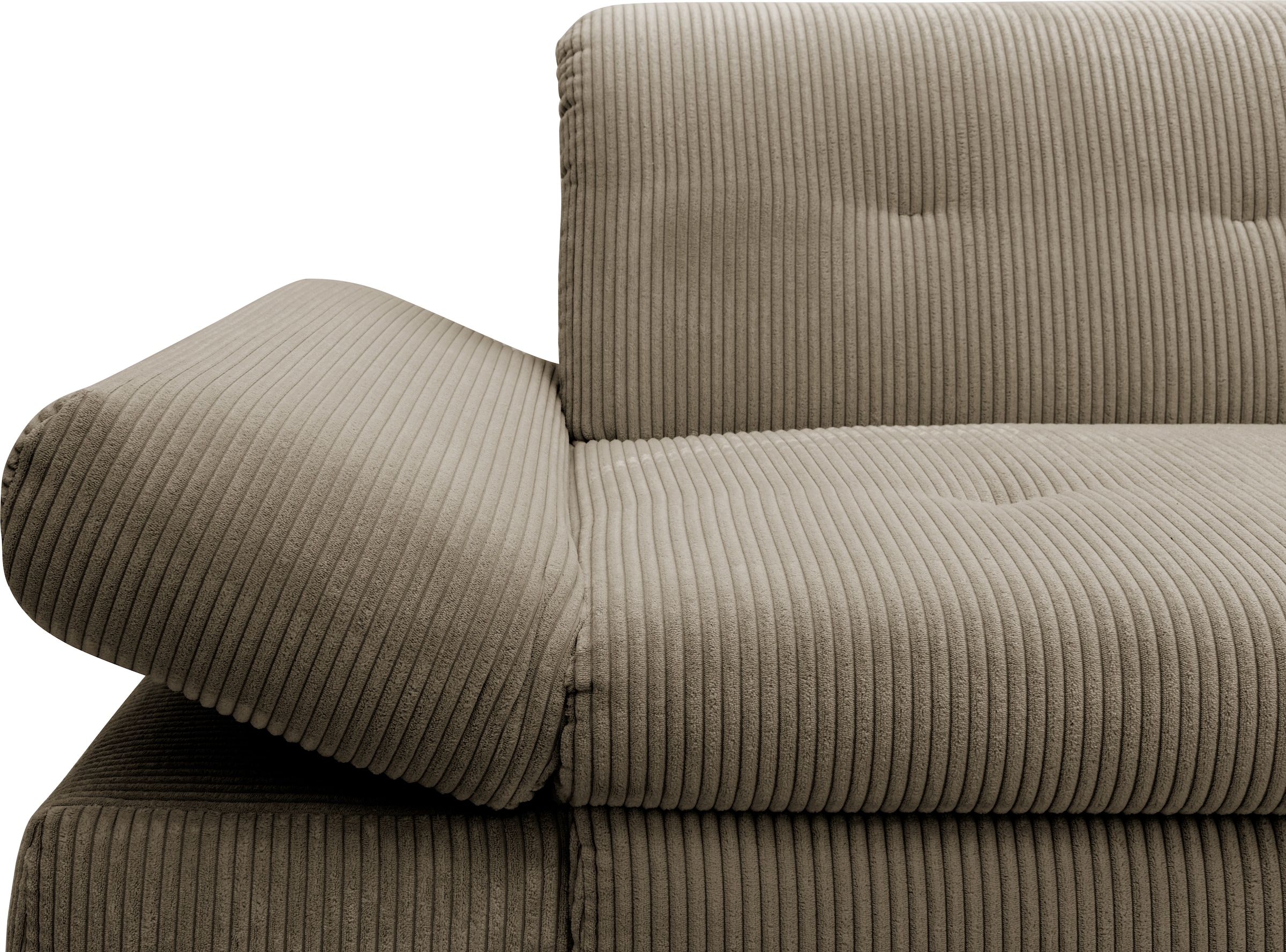 DOMO collection Ecksofa »Moric, L-Form, XXL-Sofa - Breite 300cm«, wahlweise mit Bettfunktion und Armteilverstellung, Cord