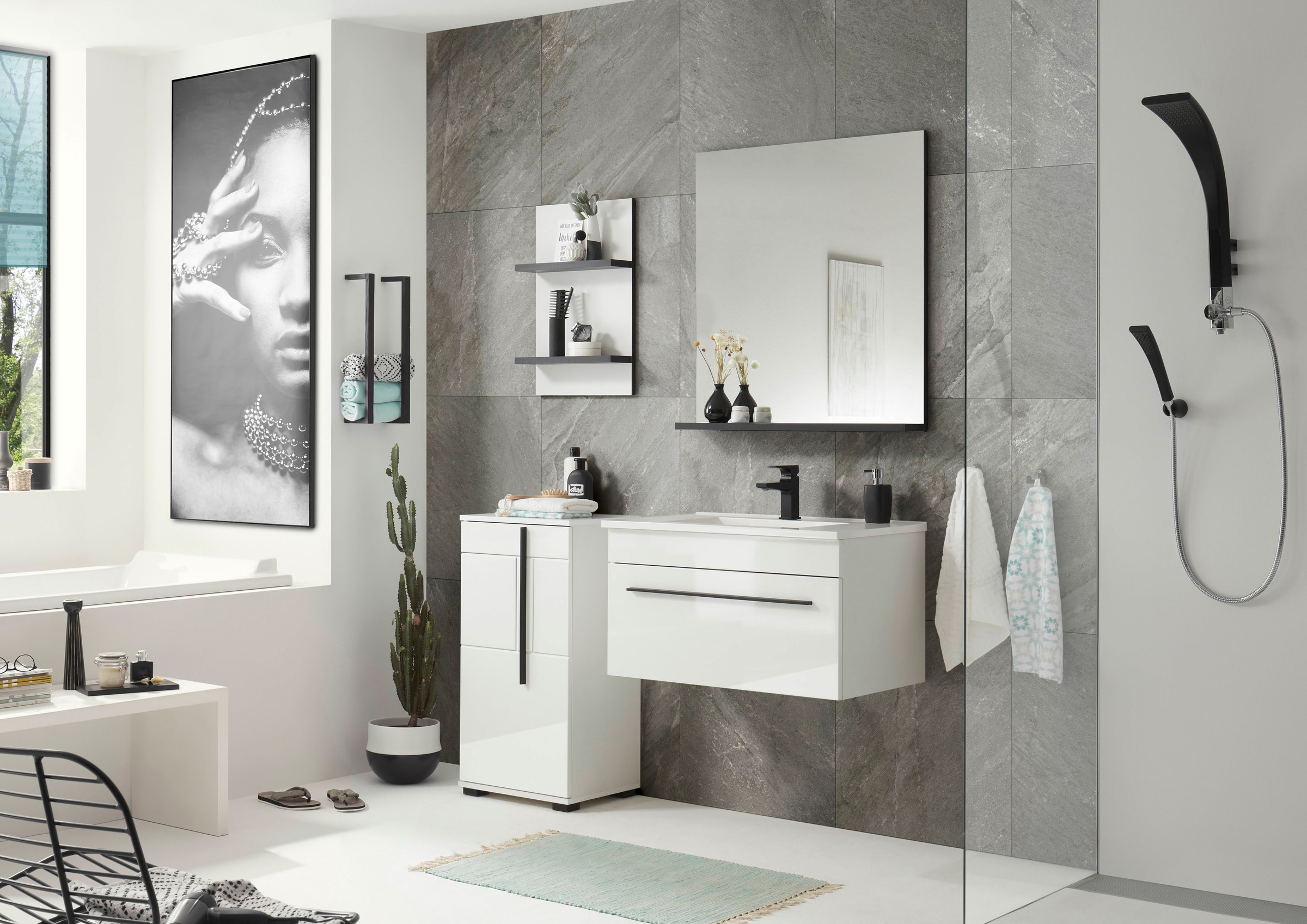 INOSIGN Wandregal »Cantara, Badregal in Hochglanz Weiß, Wandboard im modernen Design«, ausreichend Stauraum