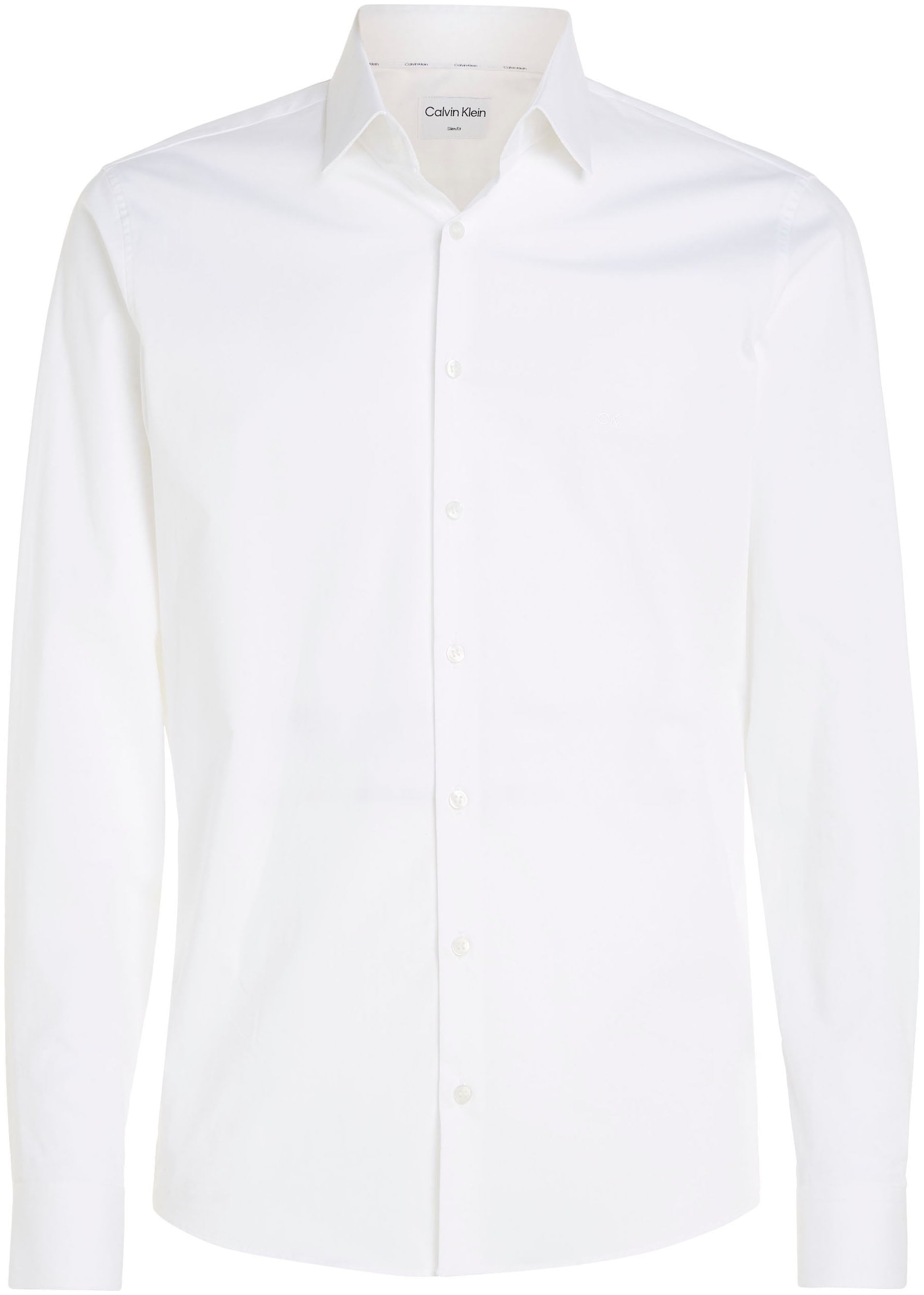 Calvin Klein Businesshemd »POPLIN STRETCH SLIM SHIRT«, mit Kentkragen, Logoprint auf Brusthöhe